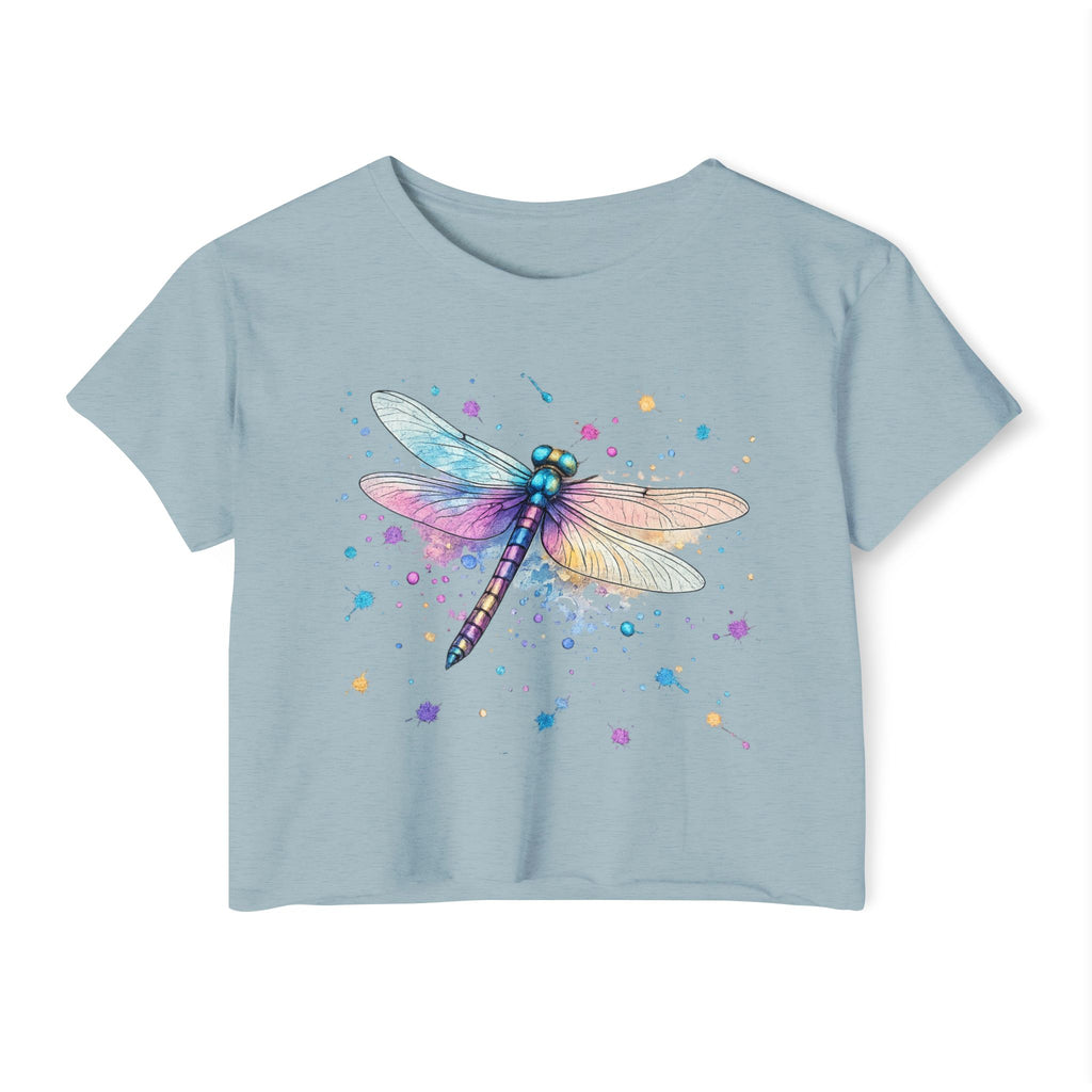 Dragonfly Watercolor Crop Top — Women's Festival Boho Tee