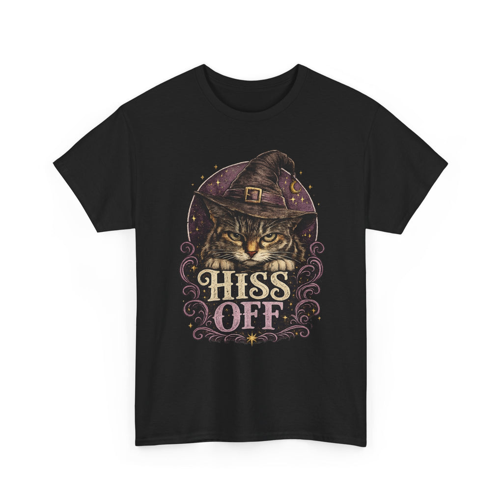 Hiss Off Witch Cat Tee — Halloween Spooky Cat Graphic T-Shirt