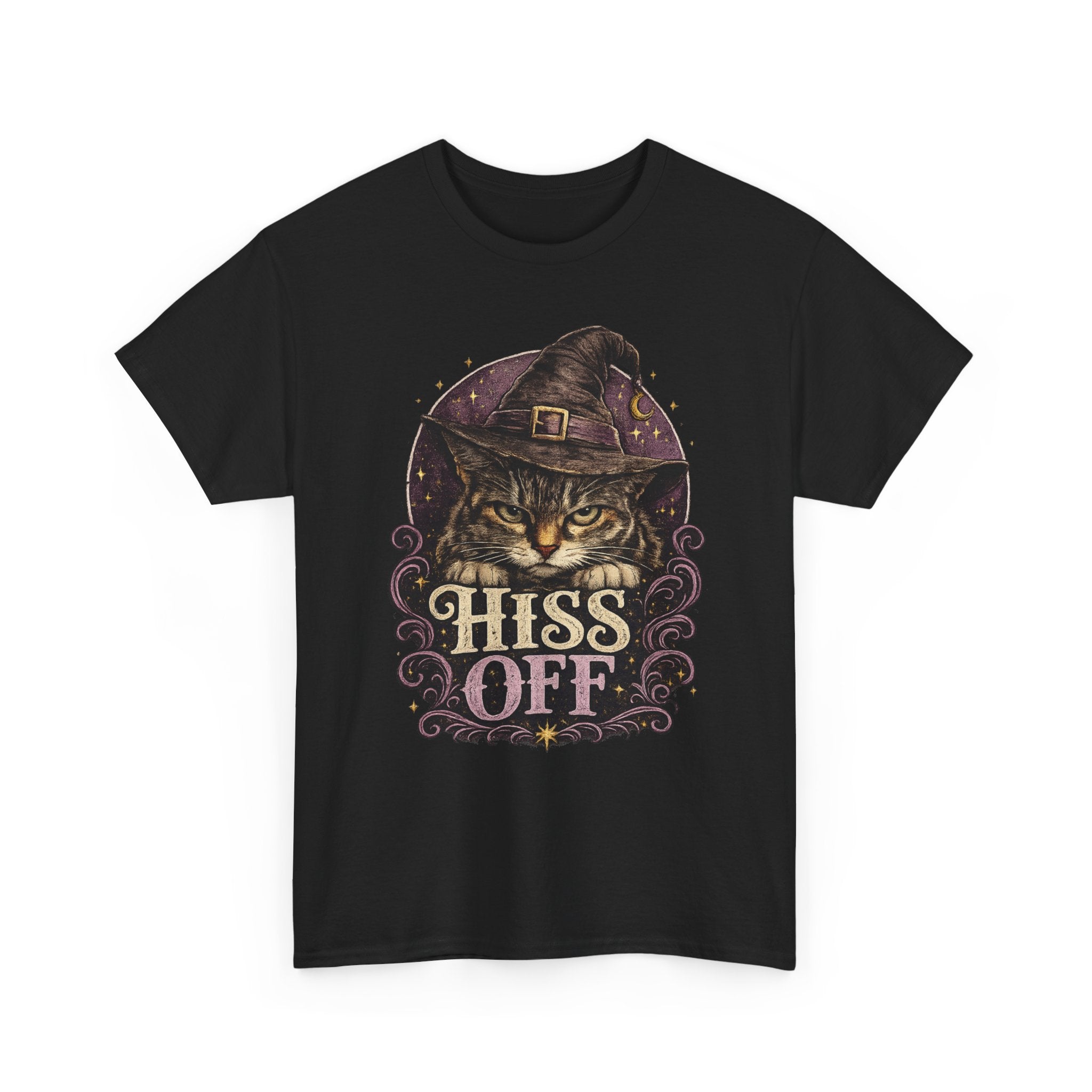 Hiss Off Witch Cat Tee — Halloween Spooky Cat Graphic T-Shirt