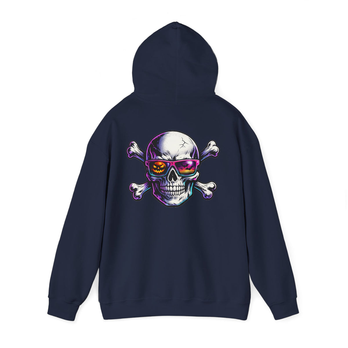 Skull & Crossbones Hoodie — Neon Sunglasses Pirate Skull Pullover