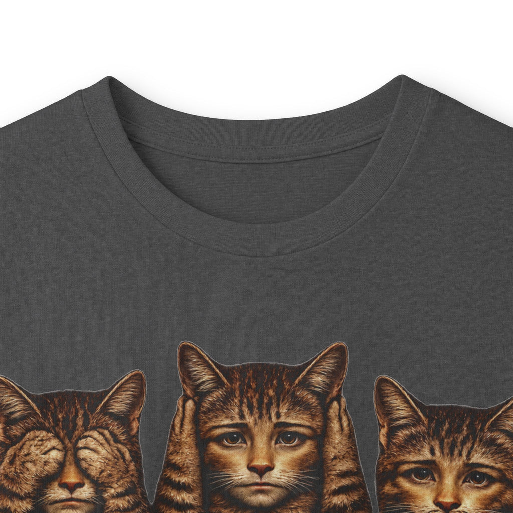 Anthropomorphic Trio Of  Cats Long Sleeve Tee — Three Kittens with Jack-O'-Lantern Graphic