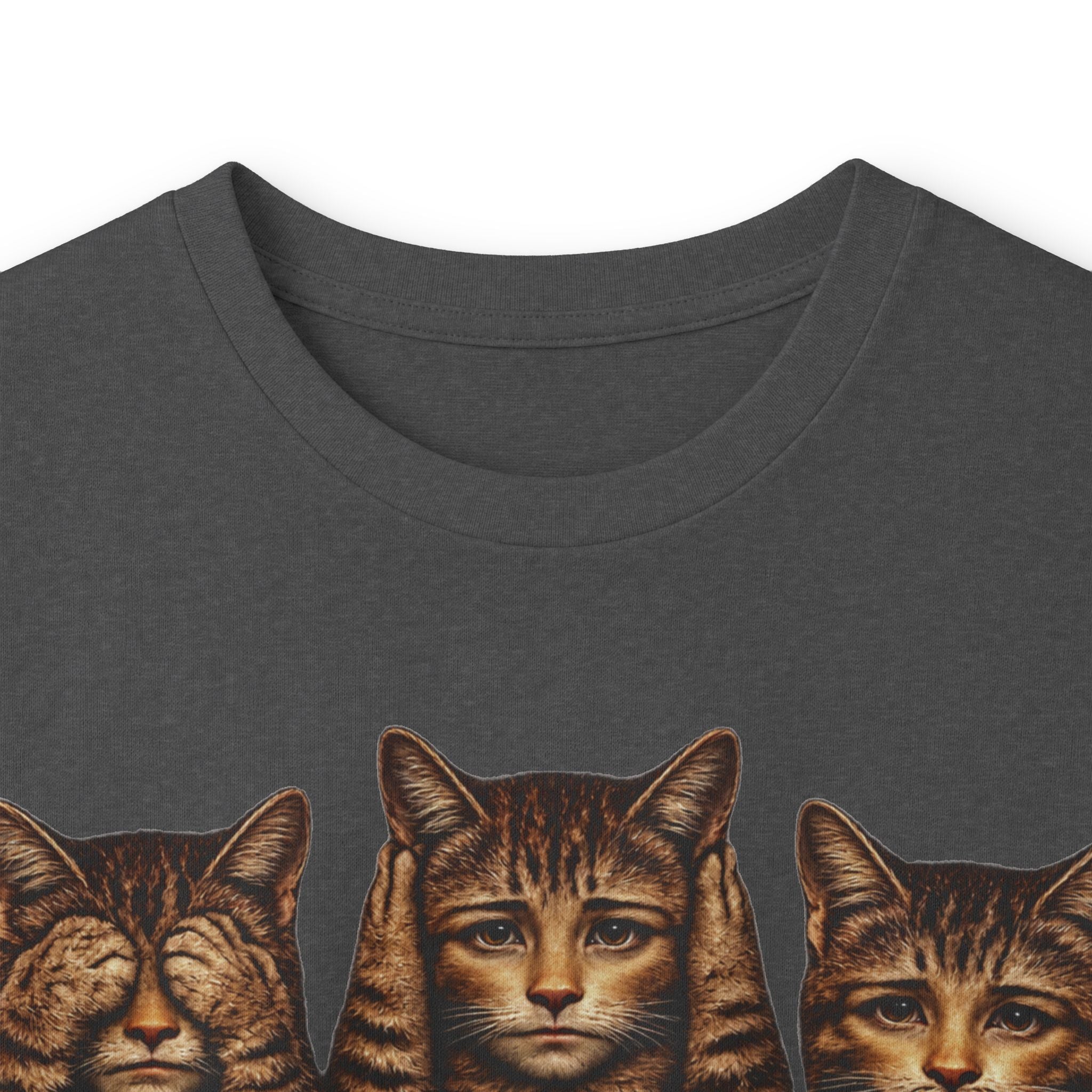 Anthropomorphic Trio Of  Cats Long Sleeve Tee — Three Kittens with Jack-O'-Lantern Graphic