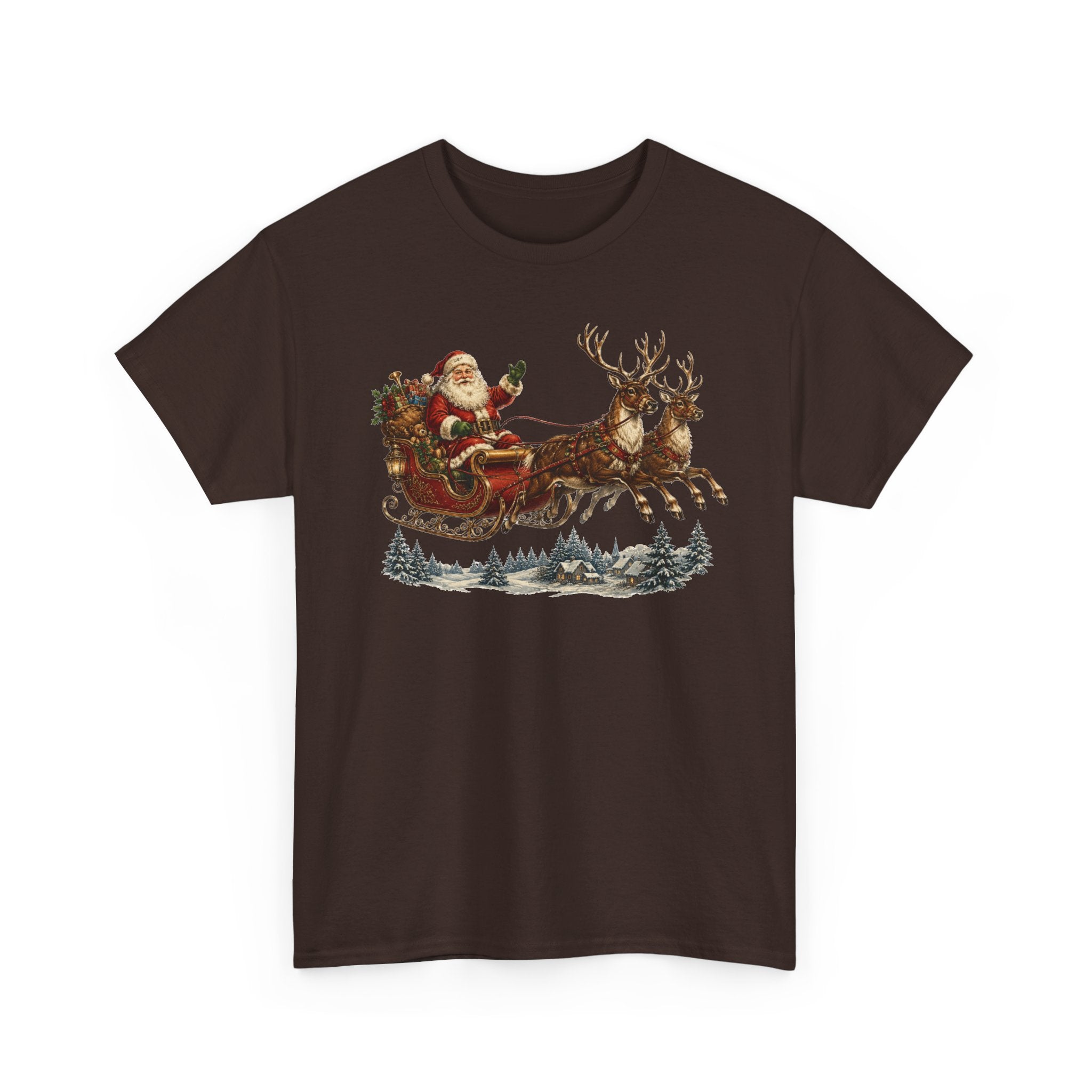 Santa Sleigh Christmas Tee — Vintage Holiday T-Shirt