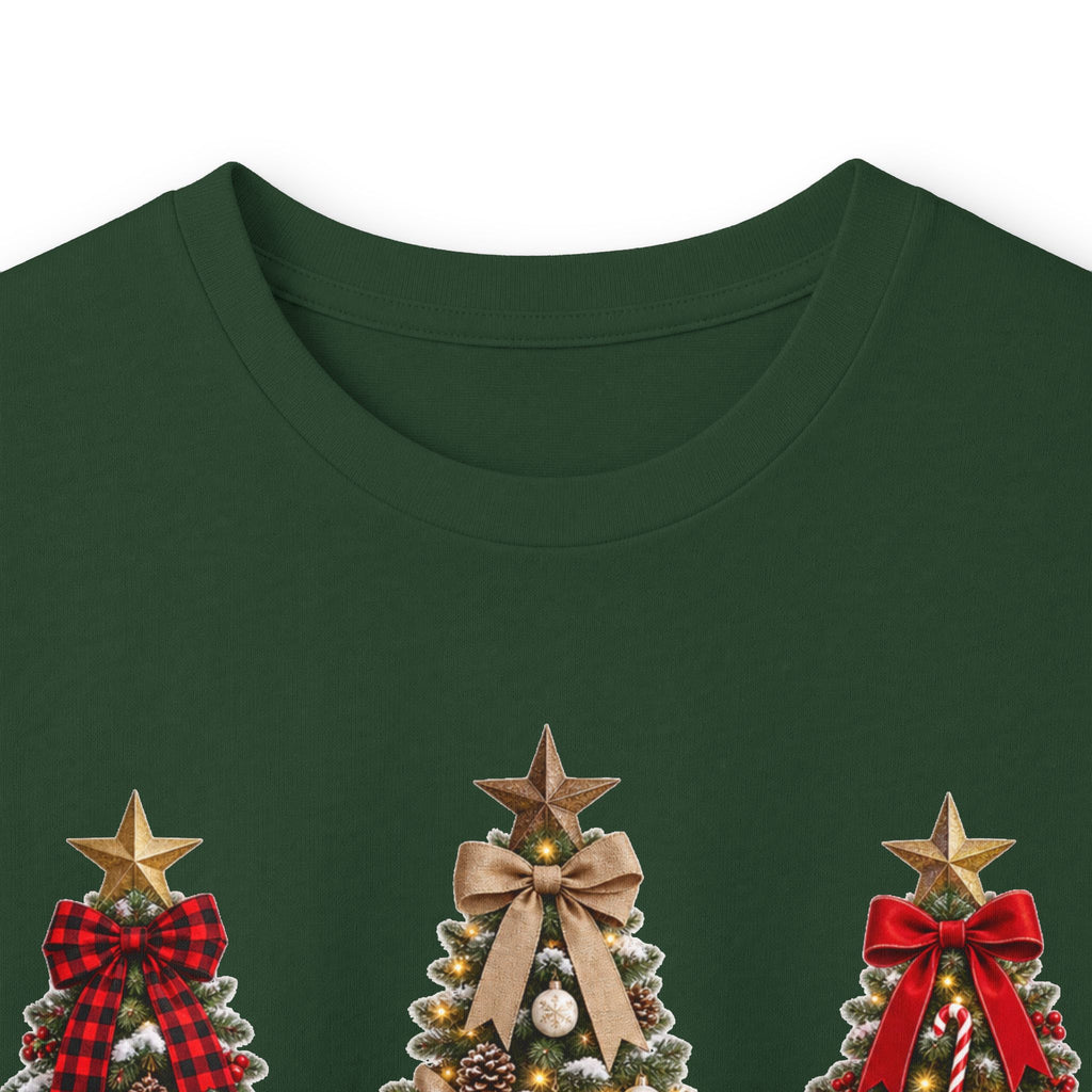 Long Sleeve Tee — Festive 'Merry Christmas' Triple Tree Holiday Graphic