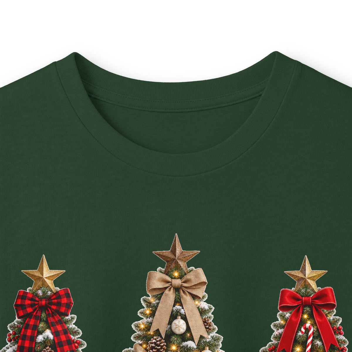 Long Sleeve Tee — Festive 'Merry Christmas' Triple Tree Holiday Graphic