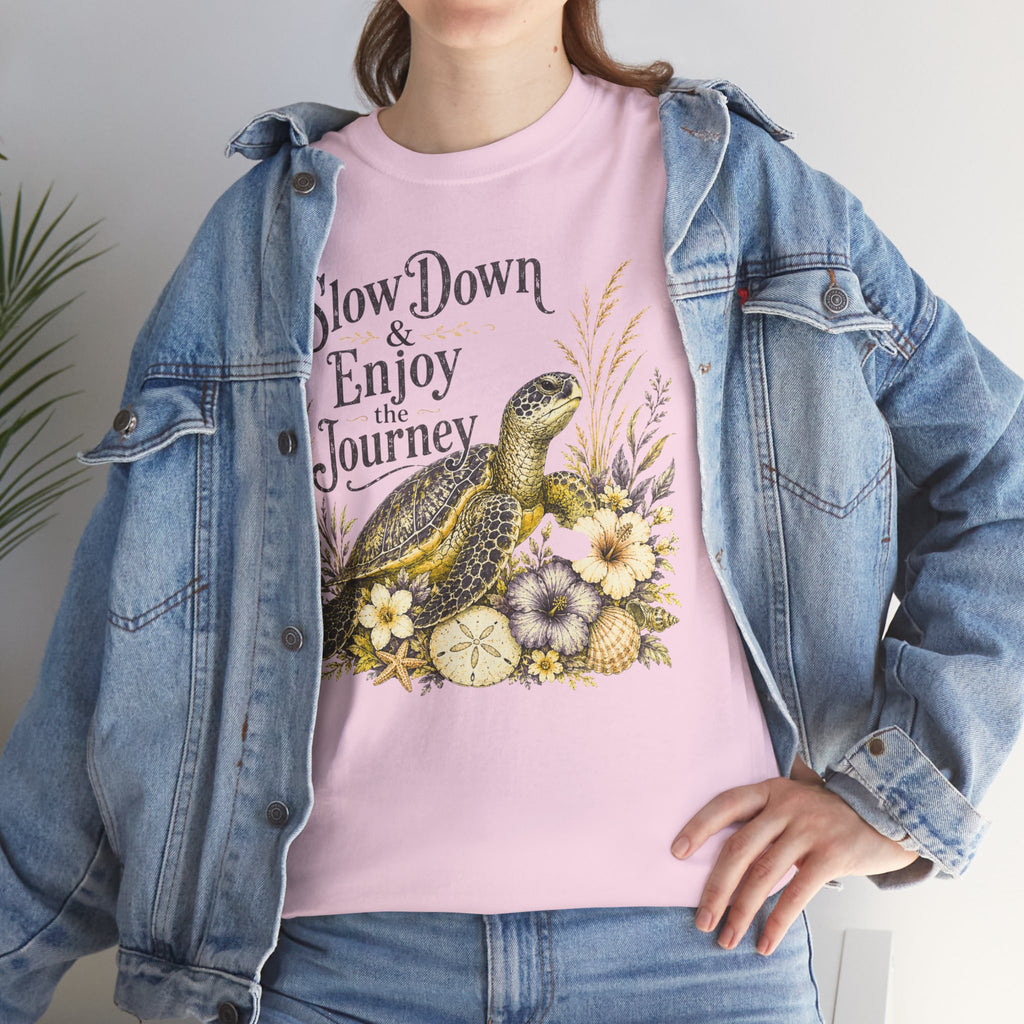 Sea Turtle T-Shirt — "Slow Down & Enjoy the Journey "Sea Turtle Floral Graphic Tee