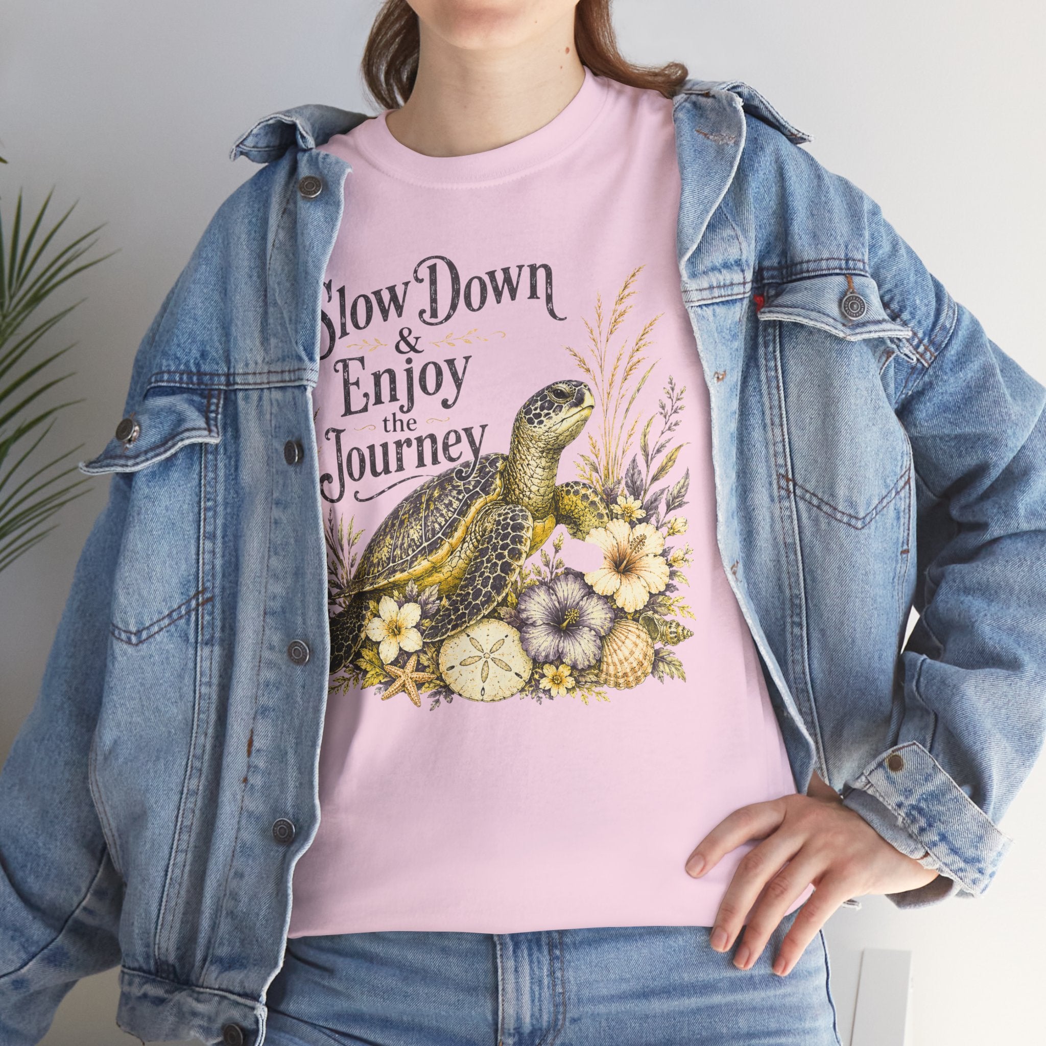 Sea Turtle T-Shirt — "Slow Down & Enjoy the Journey "Sea Turtle Floral Graphic Tee