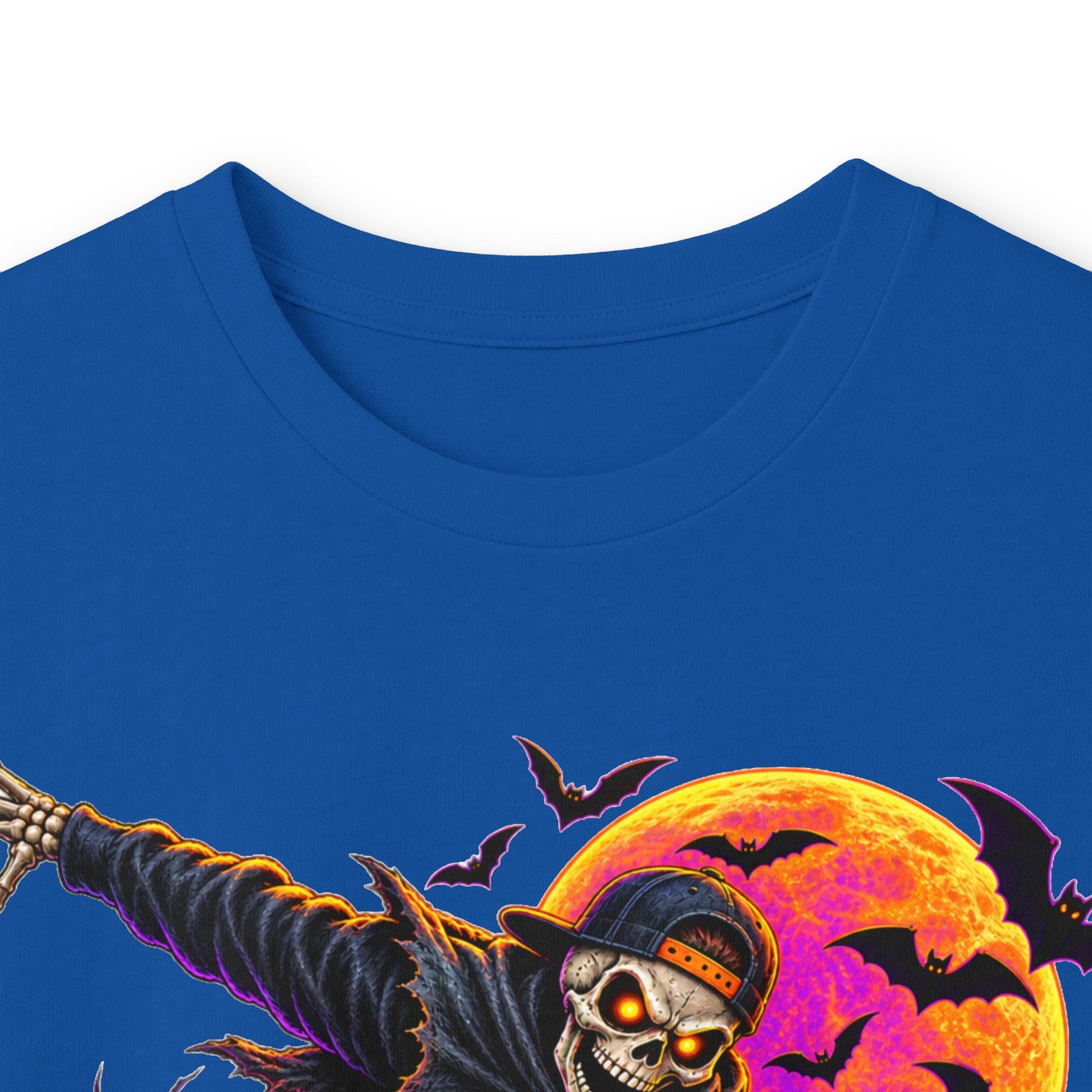 Halloween Skeleton Skateboarder Graphic Long Sleeve Tee