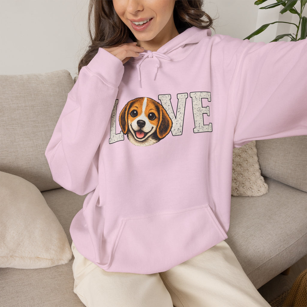 Beagle Love Hoodie - Cute Dog Face "LOVE" Sweatshirt for Dog Lovers
