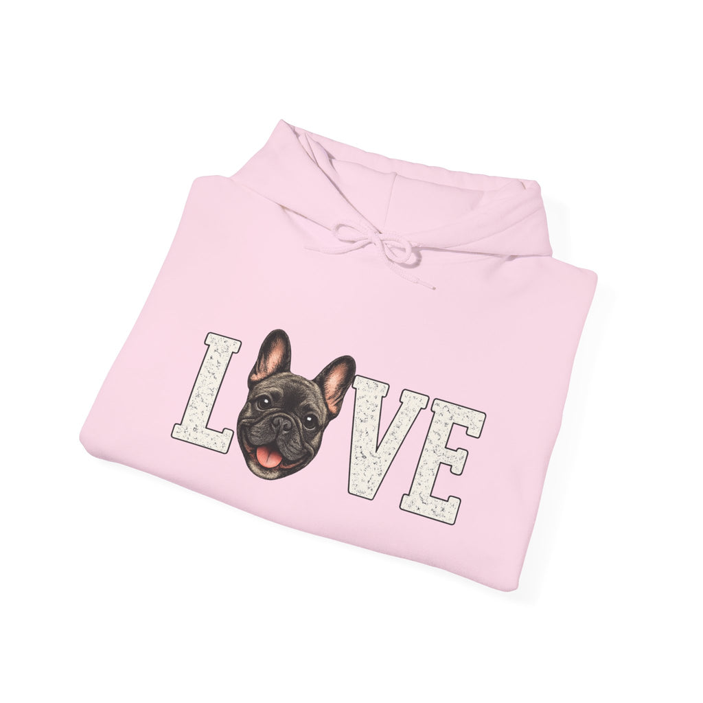 French Bulldog LOVE Hoodie — Cute Dog Lover Pullover for Pet Owners