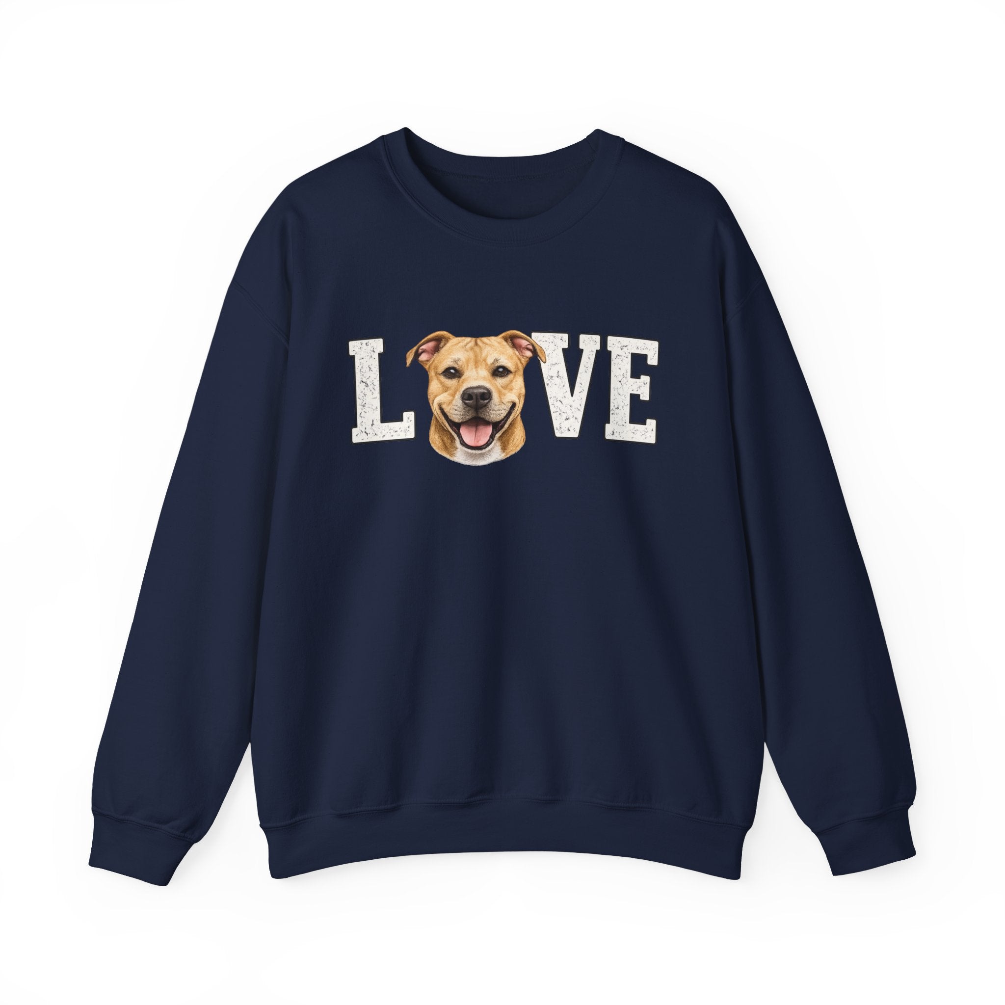 Sweatshirt — "LOVE" Dog Face Crewneck | Cute Pet Lover Pullover