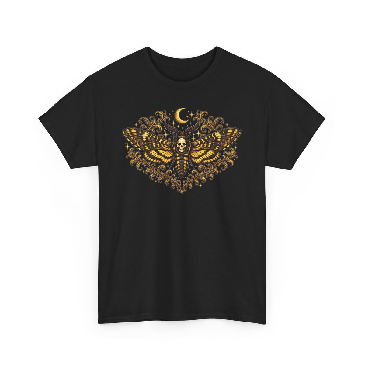 Mystic Moth Tee — Golden Moon, Death Moth Graphic T-Shirt