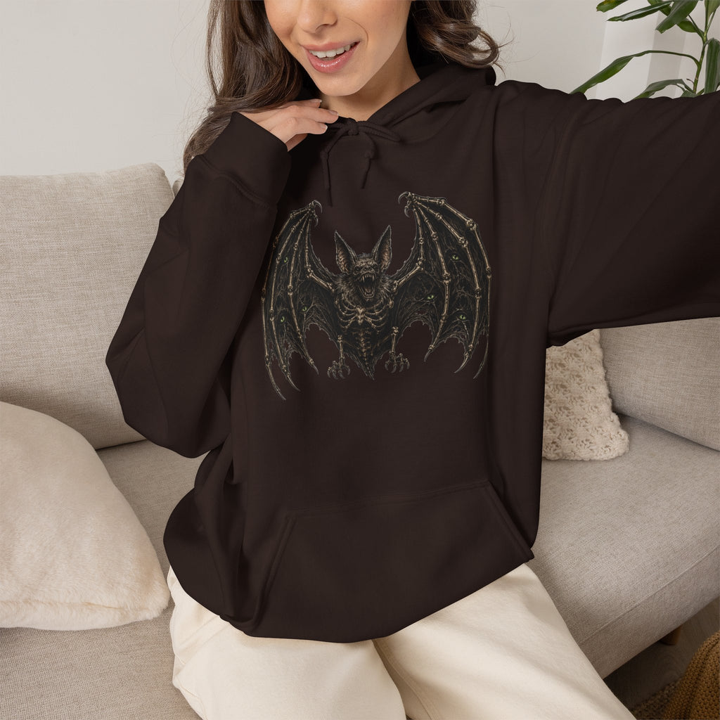 Gothic Bat Graphic Hoodie — Vintage Winged Bat Sweatshirt