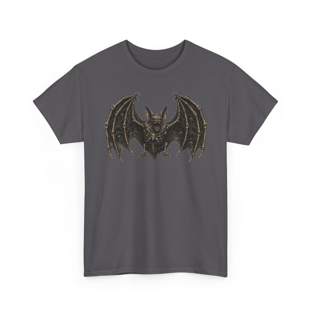 Gothic Bat Graphic Tee — Vintage Winged Skeletal Bat T‑Shirt for Halloween & Gothic Style
