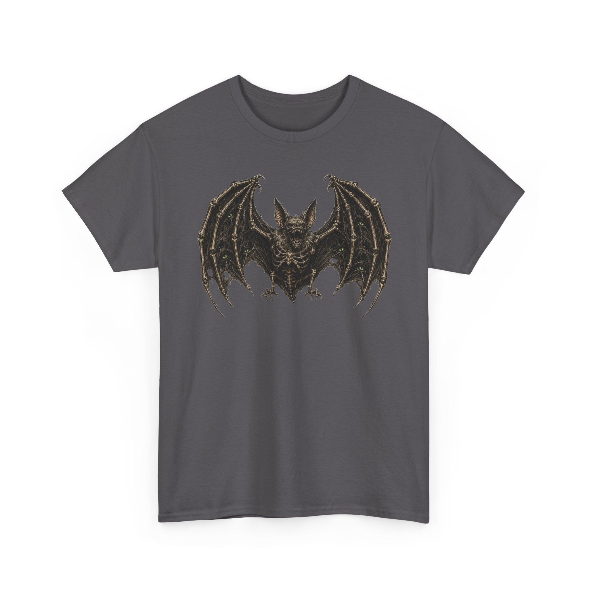Gothic Bat Graphic Tee — Vintage Winged Skeletal Bat T‑Shirt for Halloween & Gothic Style