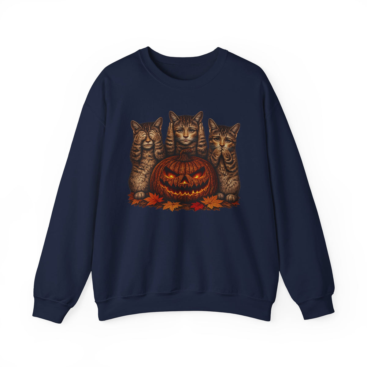 Halloween Cat Pumpkin Crewneck Sweatshirt