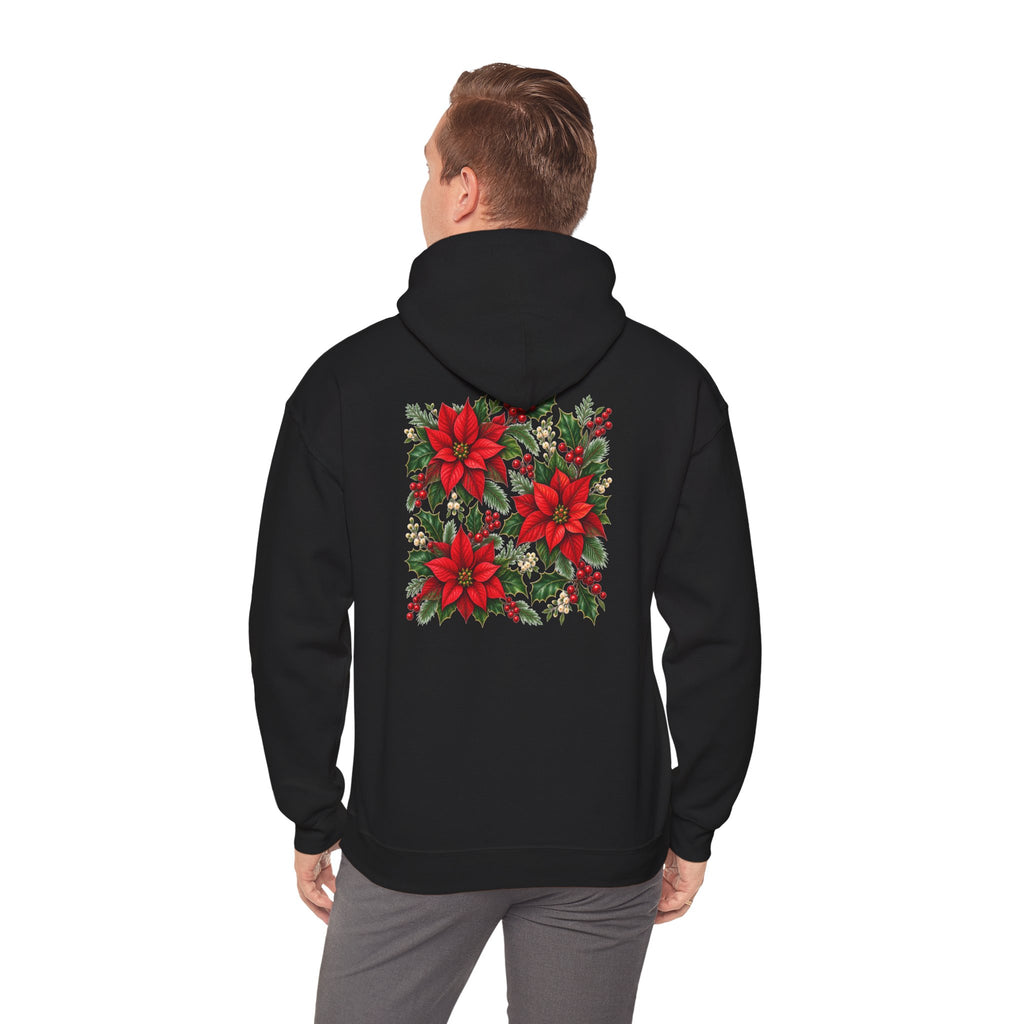 Poinsettia Holiday Hoodie – Festive Red Flower Christmas Sweatshirt