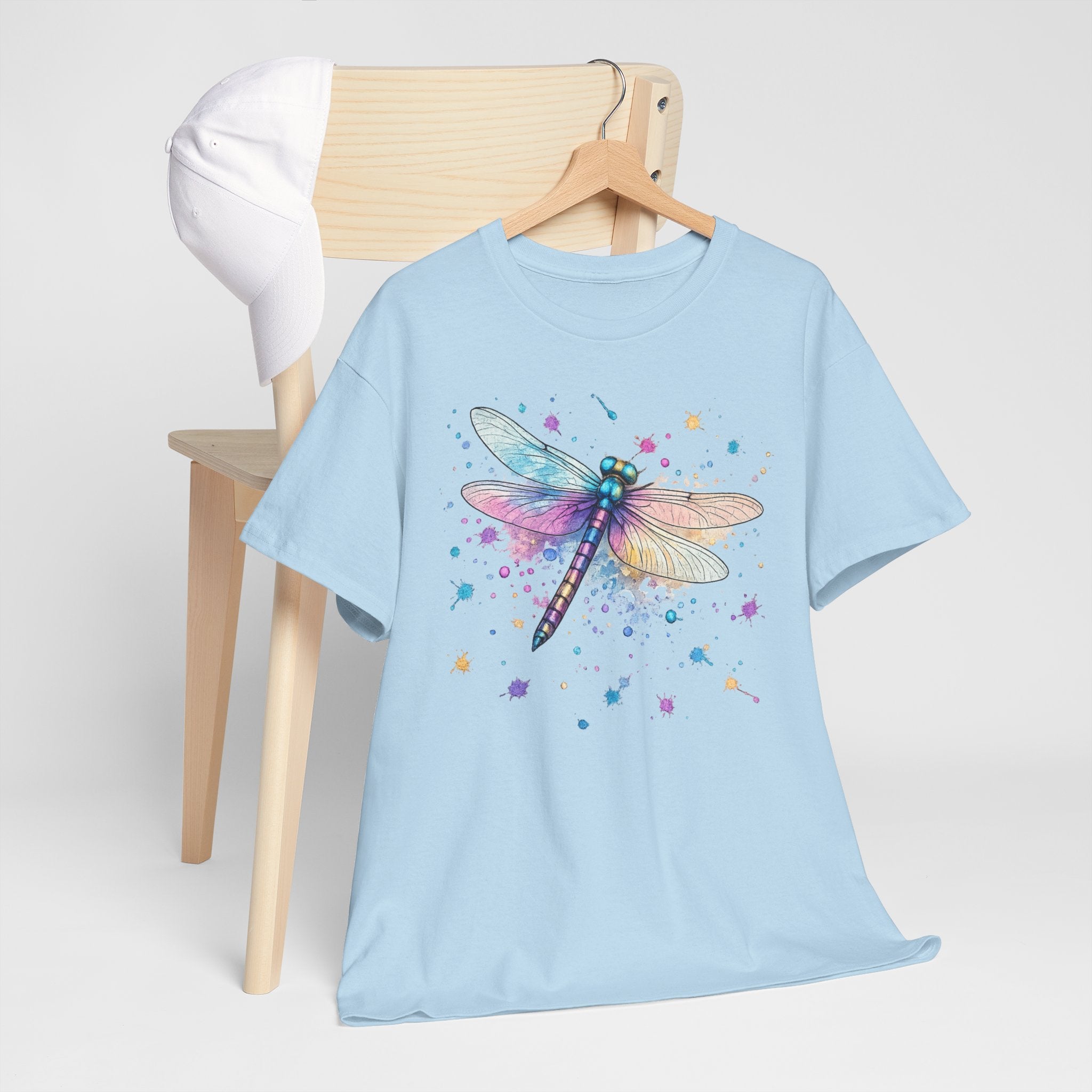Dragonfly Watercolor T-Shirt — Pastel Splatter Nature Tee