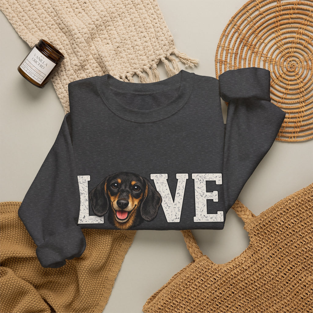 Dachshund Love Crewneck Sweatshirt — Cute Dog Lover Pullover