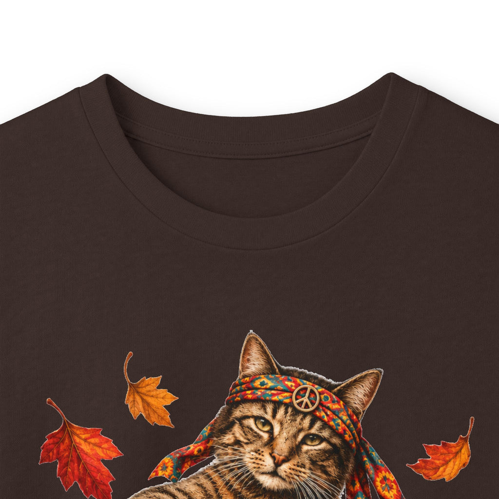 Boho Cat Guitar T- Shirt - Hippie Cat Fall Shirt, Peace Love Music tee