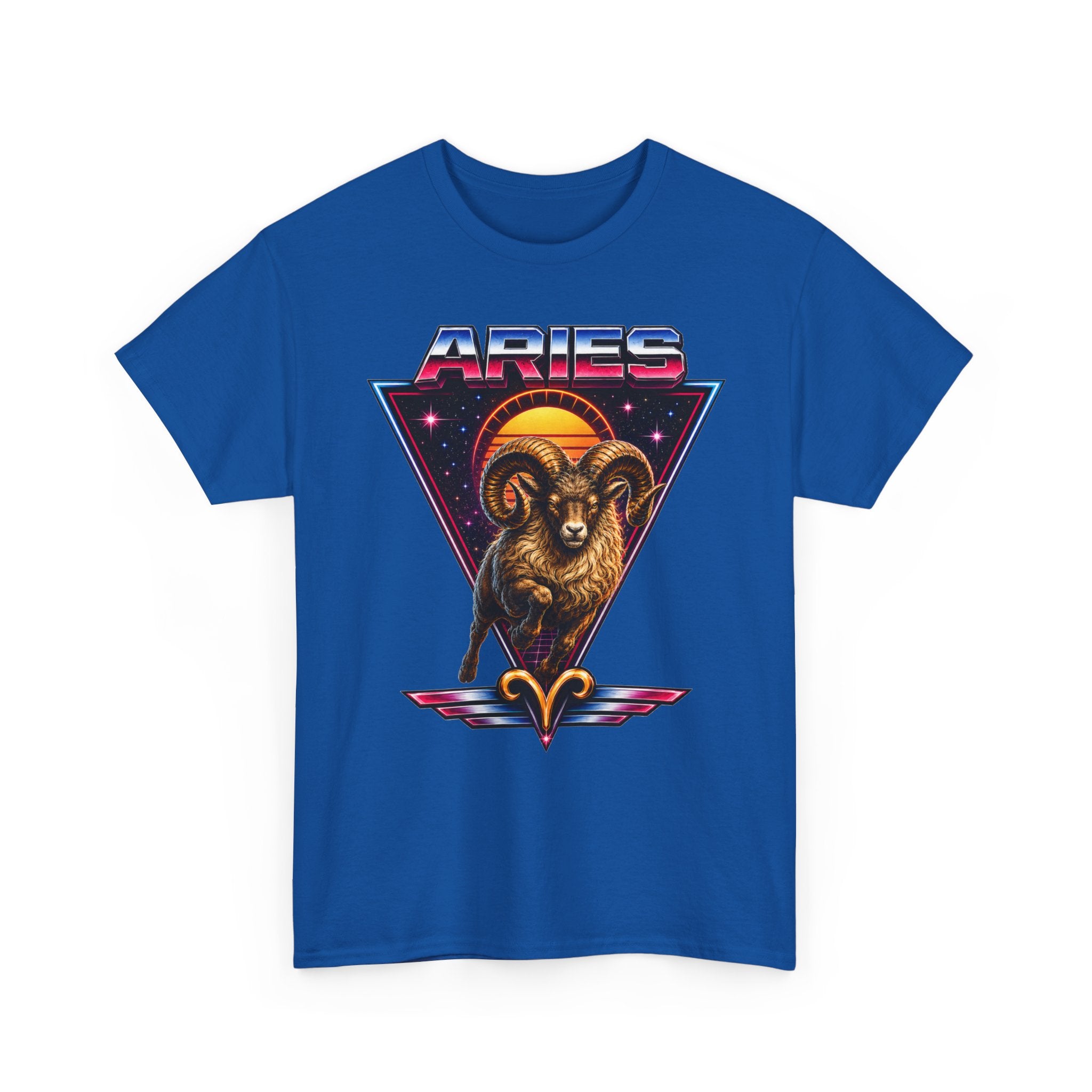 Aries Zodiac Tee — Retro 80s style Ram Astrology T-Shirt