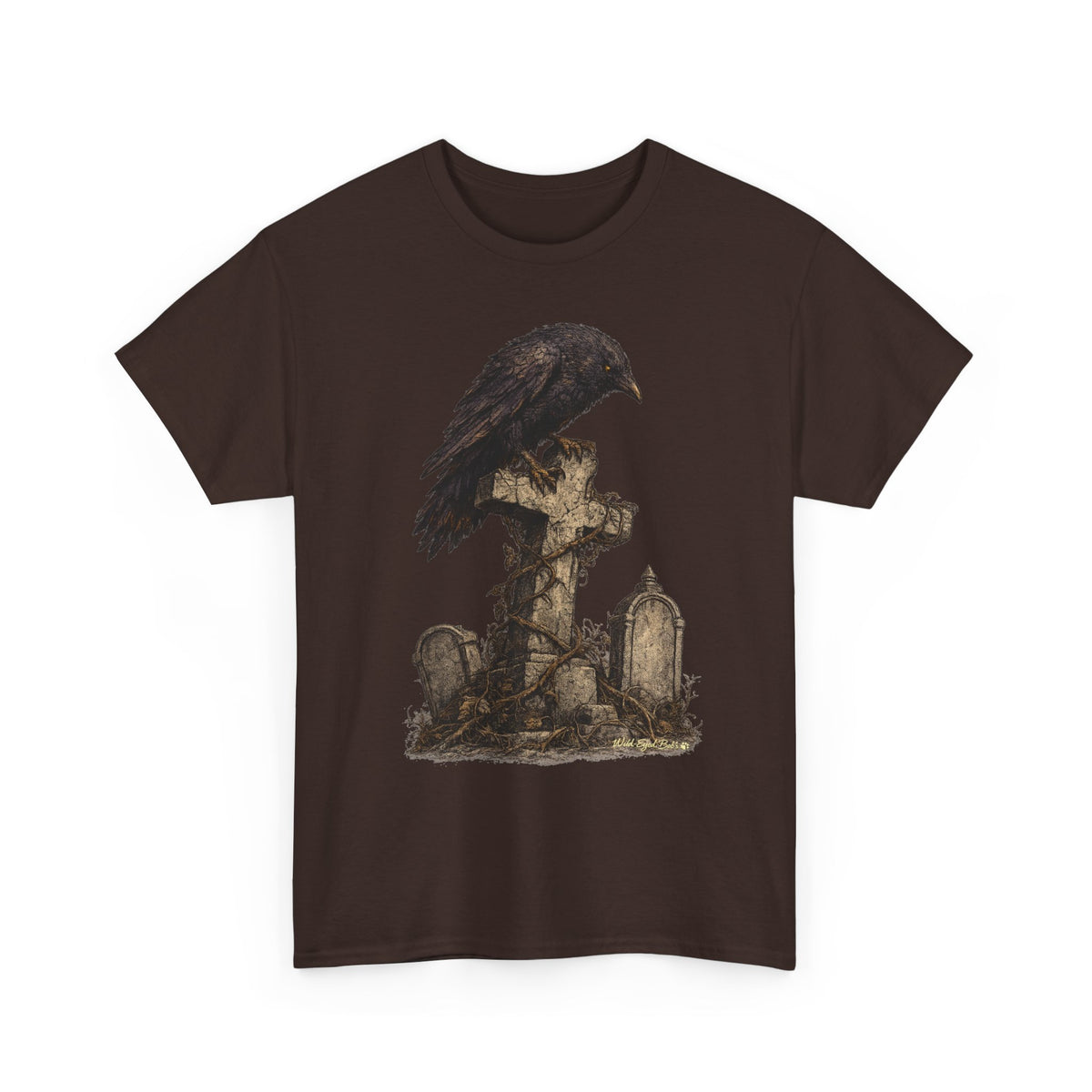 Gothic Raven on Graveyard T-Shirt-Gothic Cemetery