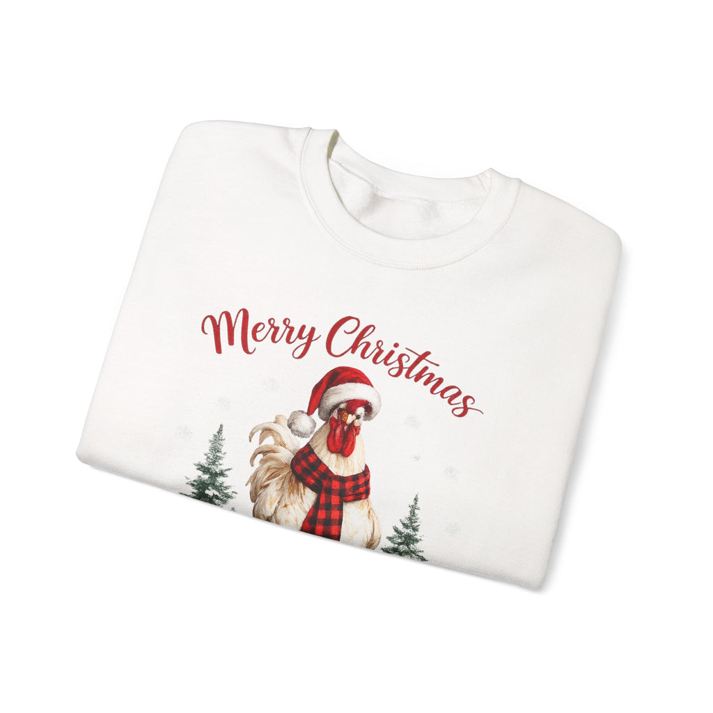 Christmas Rooster Sweatshirt - 'Merry Christmas' Festive Holiday Crewneck