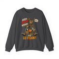 Fishing Cat Sweatshirt – "Just Stop Wishin' and Go Fishin'" Graphic Crewneck