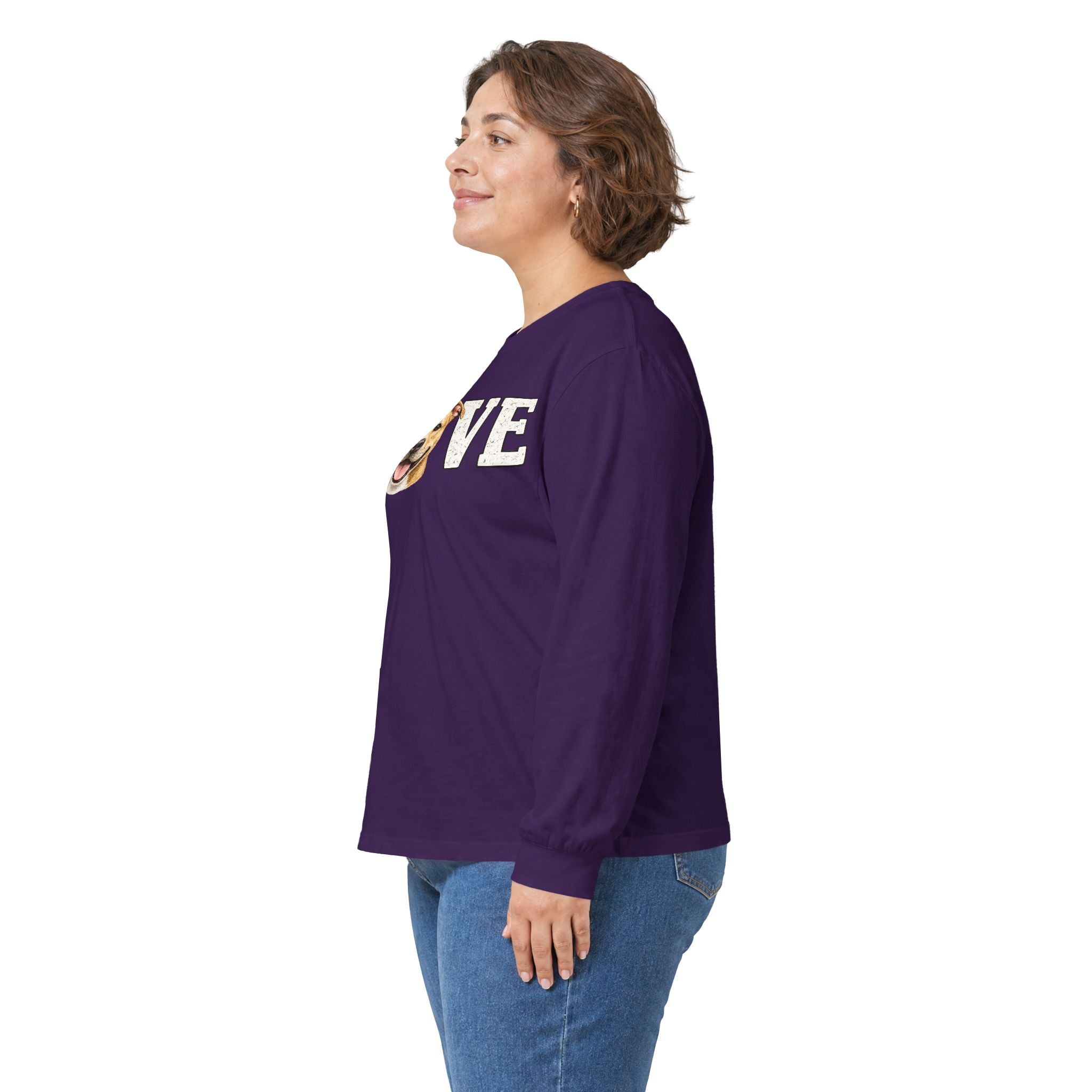 Love Dog Long Sleeve Tee — Cute Pet Portrait "LOVE" Shirt