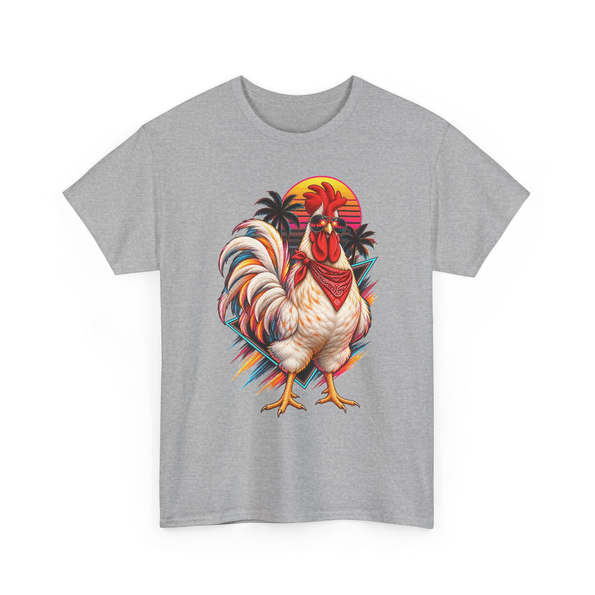 Rooster Sunset T-Shirt — Tropical Vintage Rooster Graphic Tee