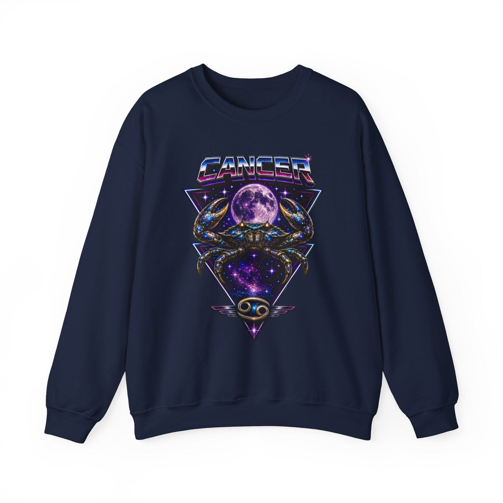 Cancer Zodiac Crewneck Sweatshirt — Retro Cosmic Crab Astrology Design