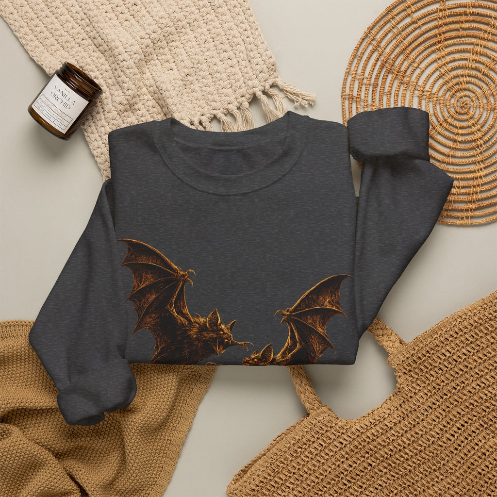 Bat Flight Crewneck Sweatshirt – Bat Battle Goth-holloween Graphic