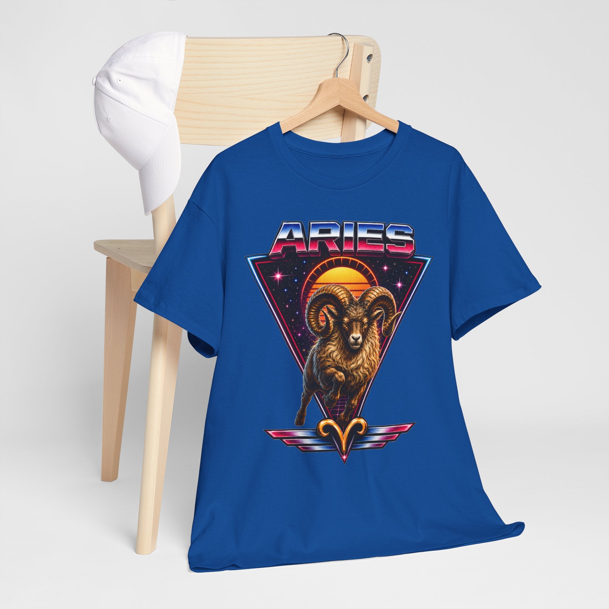Aries Zodiac Tee — Retro 80s style Ram Astrology T-Shirt