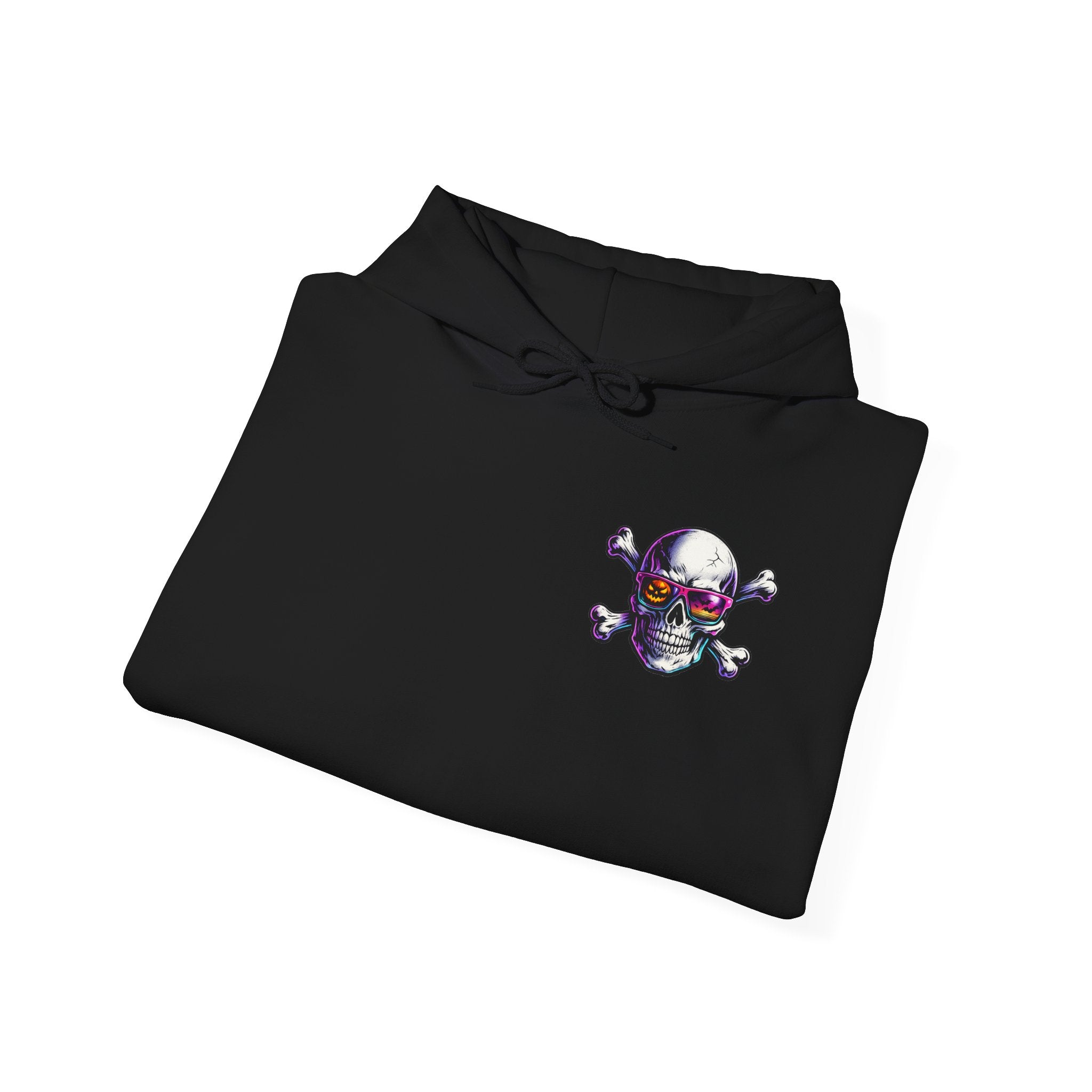 Skull & Crossbones Hoodie — Neon Sunglasses Pirate Skull Pullover