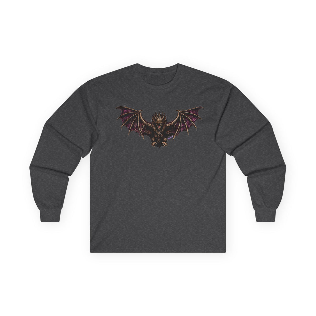 Gothic Bat Demon Long Sleeve Tee — Dark Fantasy Winged Creature Shirt