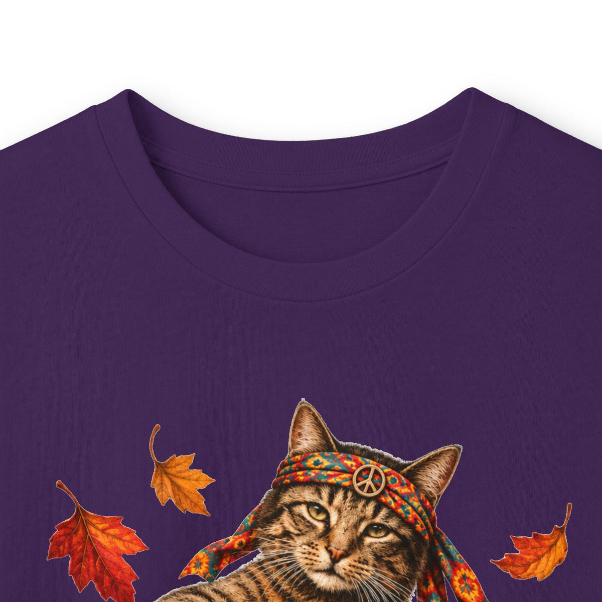 Boho Cat Guitar T- Shirt - Hippie Cat Fall Shirt, Peace Love Music tee