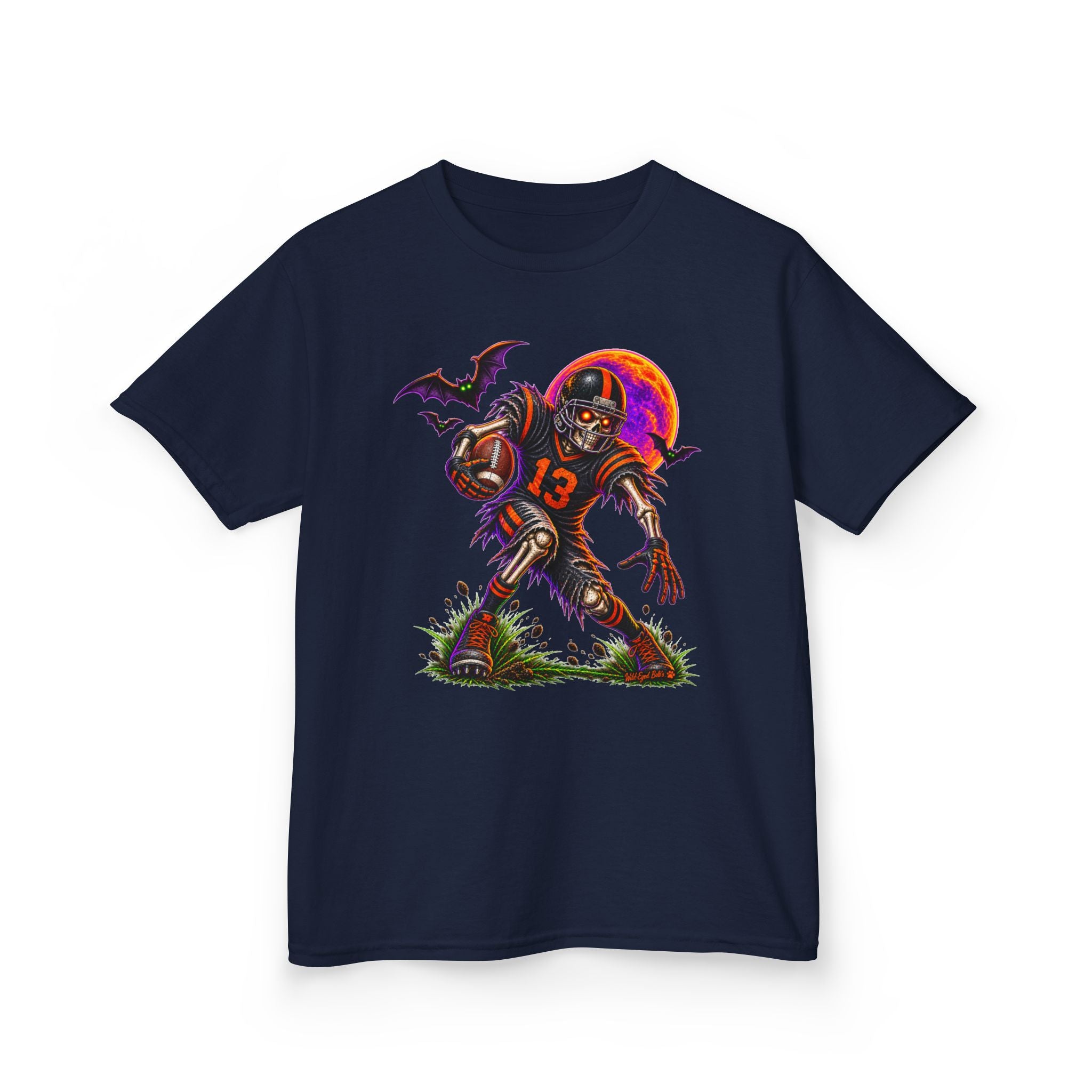 Kids Football Zombie Tee — Spooky Player #13 Halloween Shirt