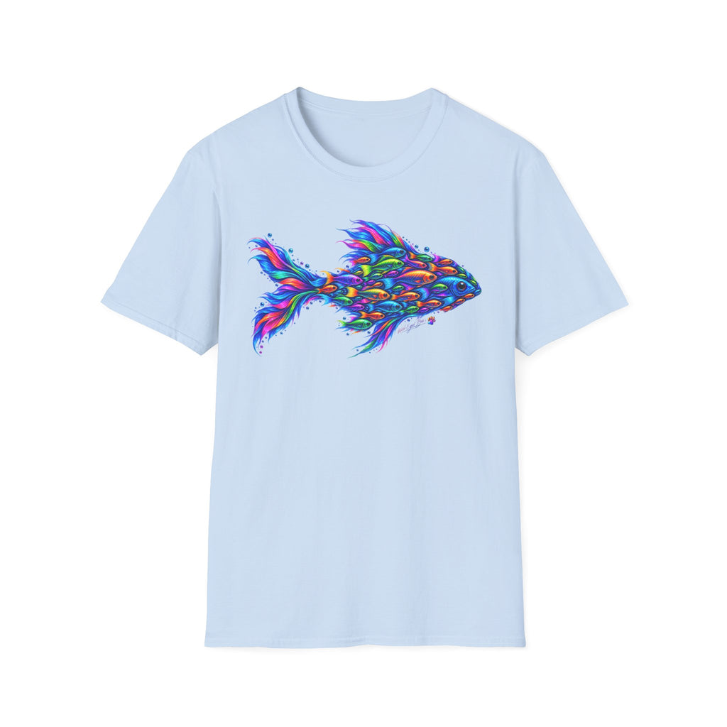 Colorful Fish Graphic T-Shirt — Vibrant Psychedelic Aquarium Art Tee