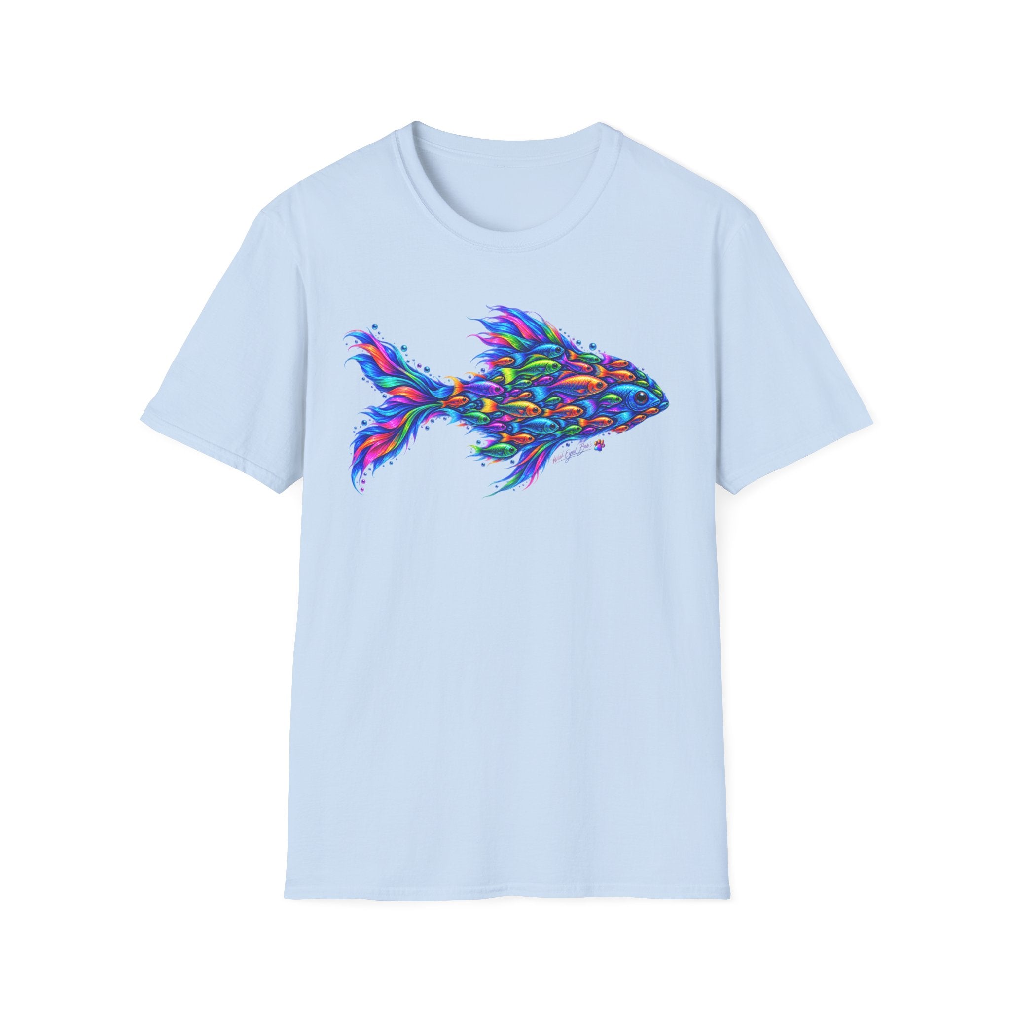 Colorful Fish Graphic T-Shirt — Vibrant Psychedelic Aquarium Art Tee