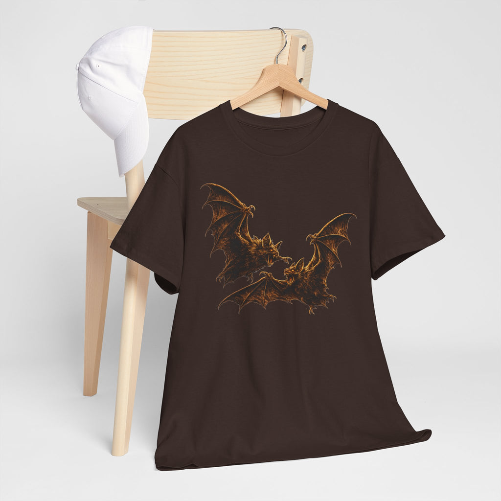 Bat duo Graphic Tee — Vintage Gothic Bat Illustration Shirt