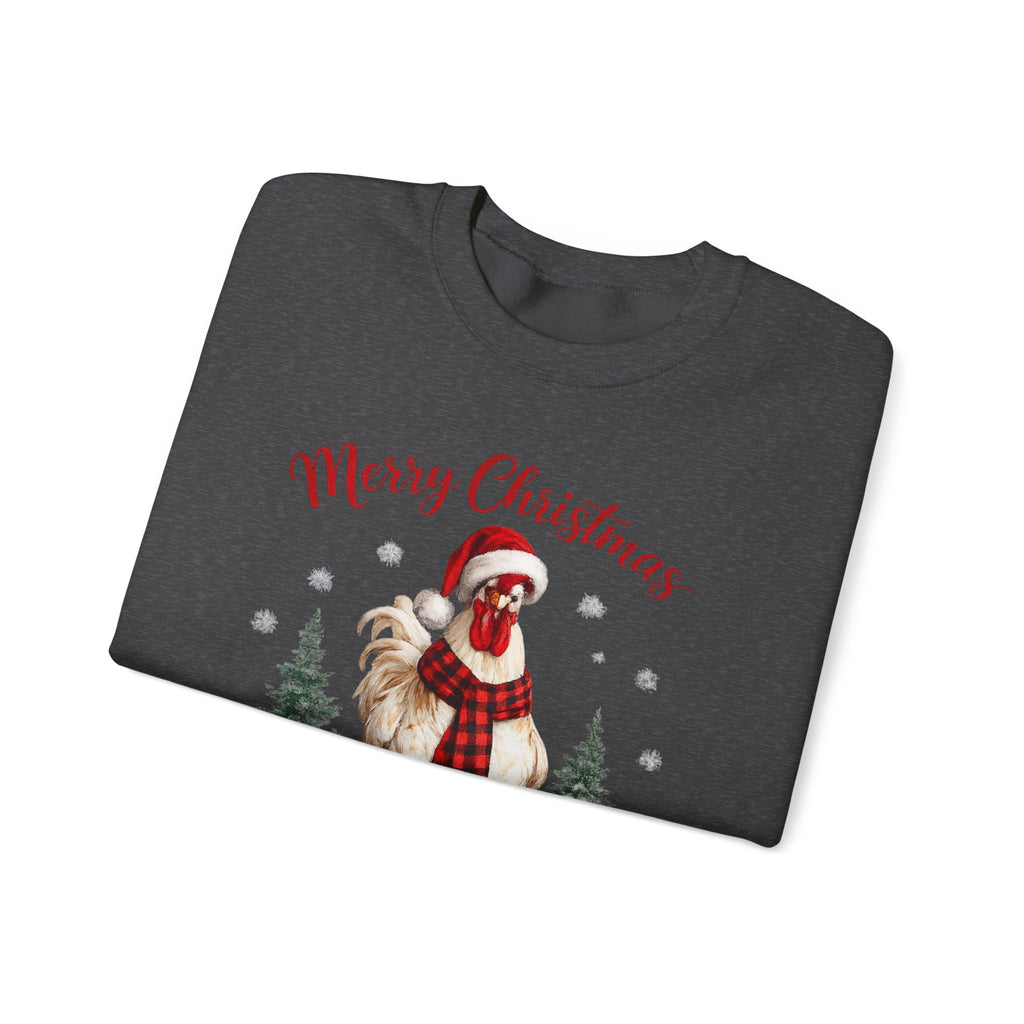 Christmas Rooster Sweatshirt - 'Merry Christmas' Festive Holiday Crewneck