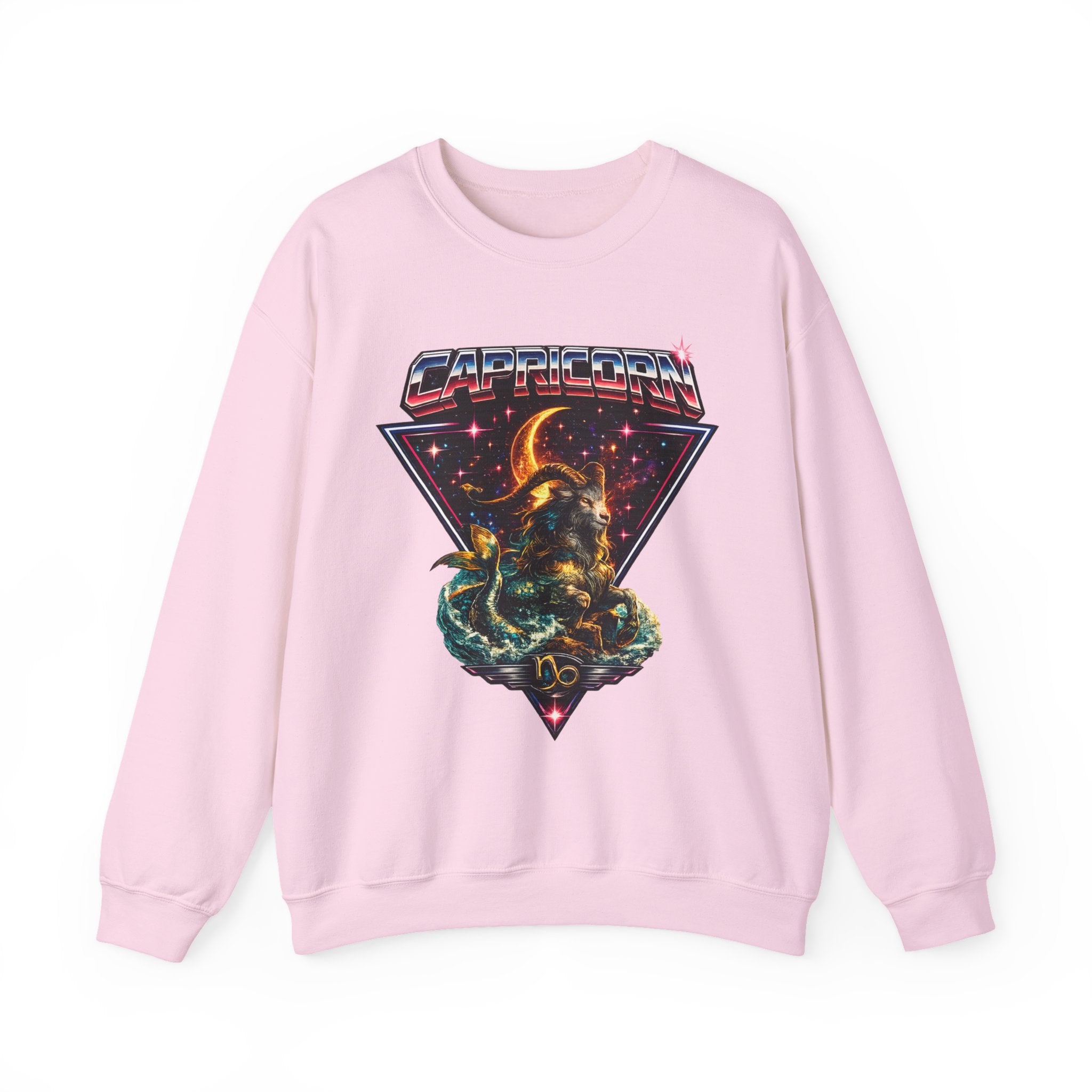 Capricorn Zodiac Crewneck Sweatshirt — Vintage Cosmic Goat Astro Tee