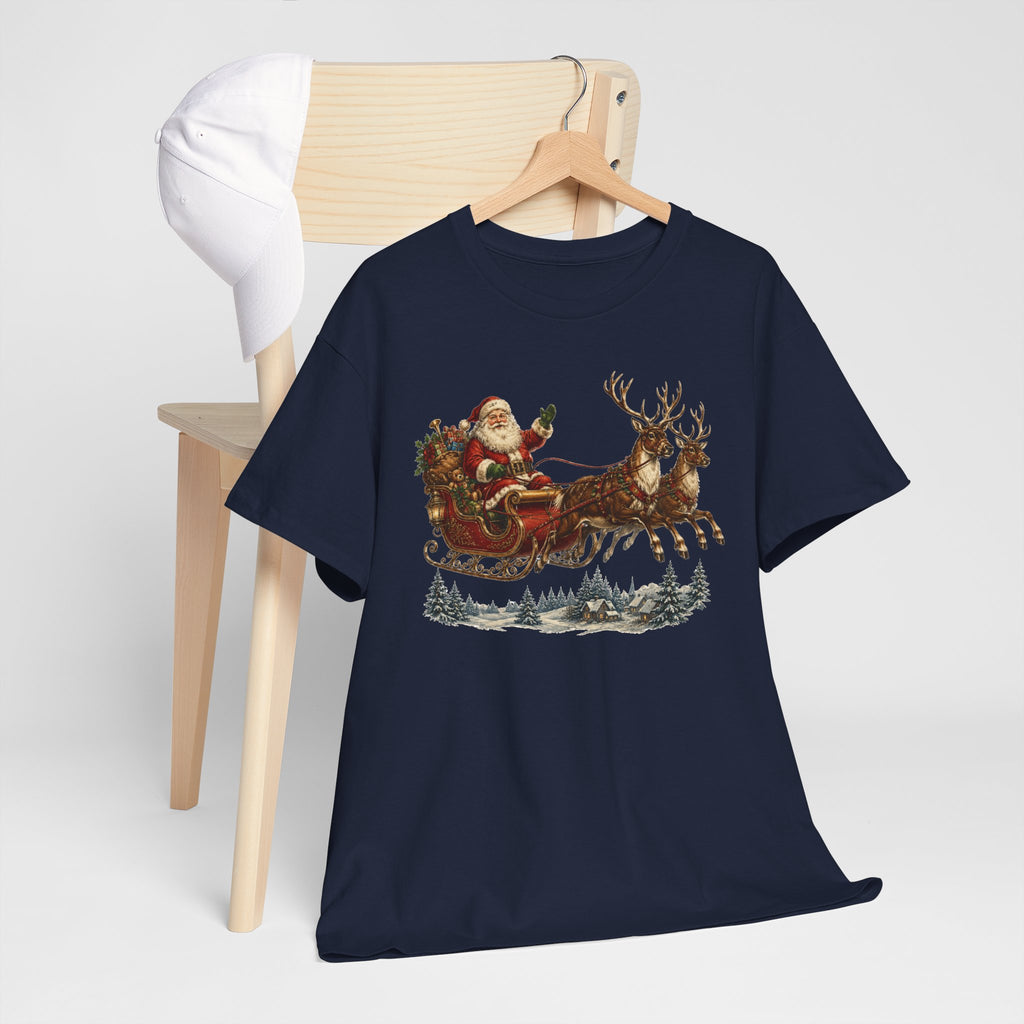 Santa Sleigh Christmas Tee — Vintage Holiday T-Shirt