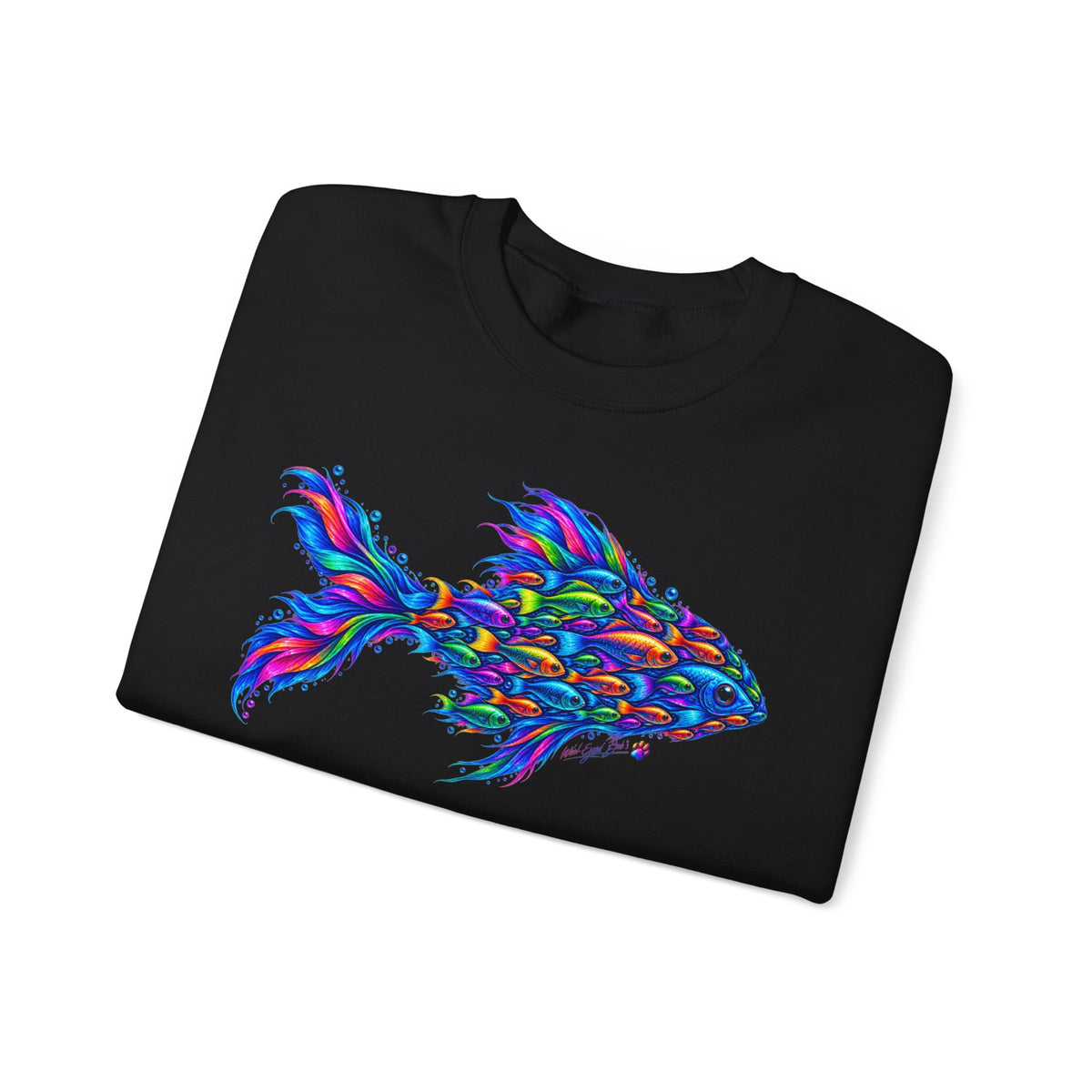 Colorful Fish Crewneck Sweatshirt — Vibrant Psychedelic Fish Graphic