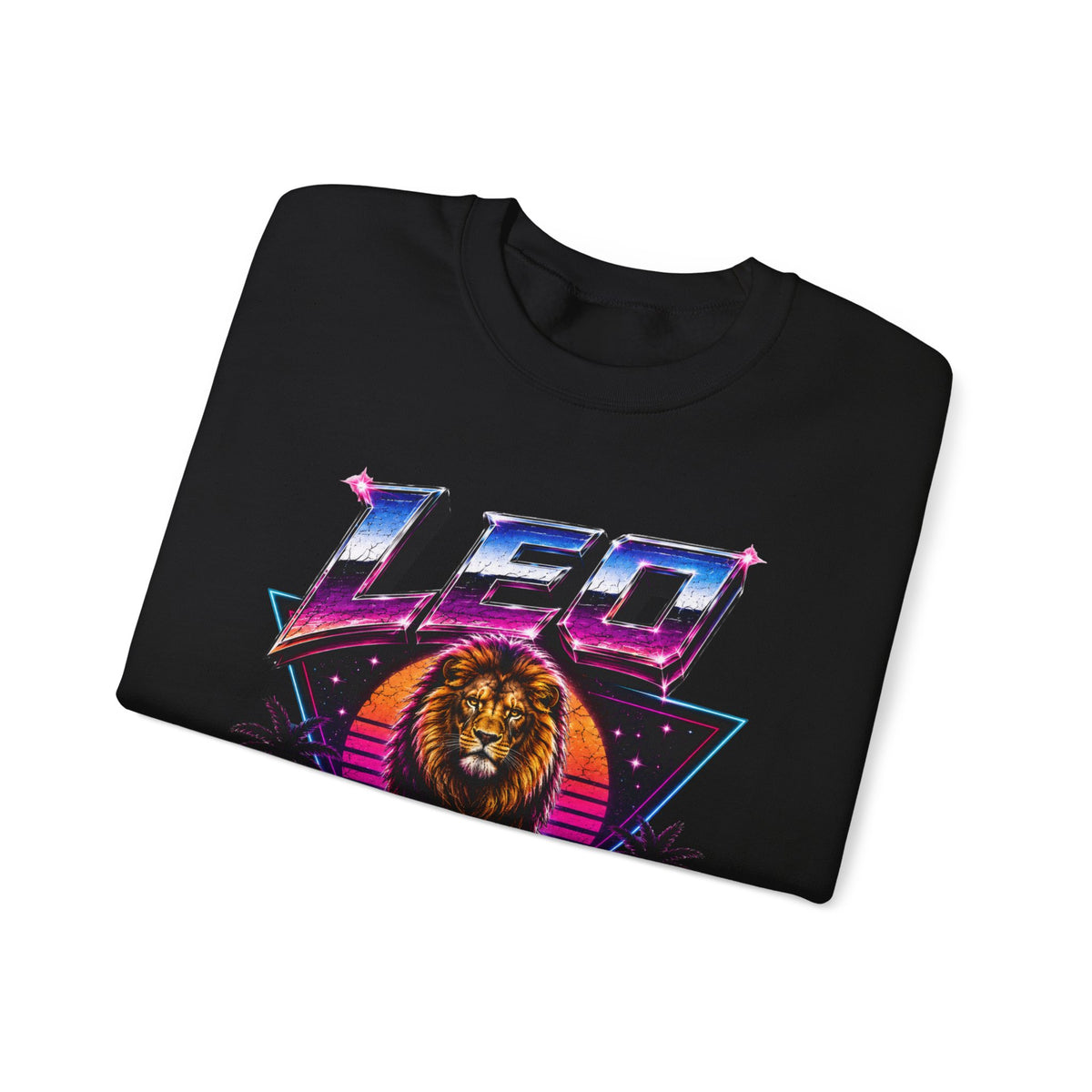 Leo Zodiac Crewneck Sweatshirt — Retro Neon Lion Astrology Design