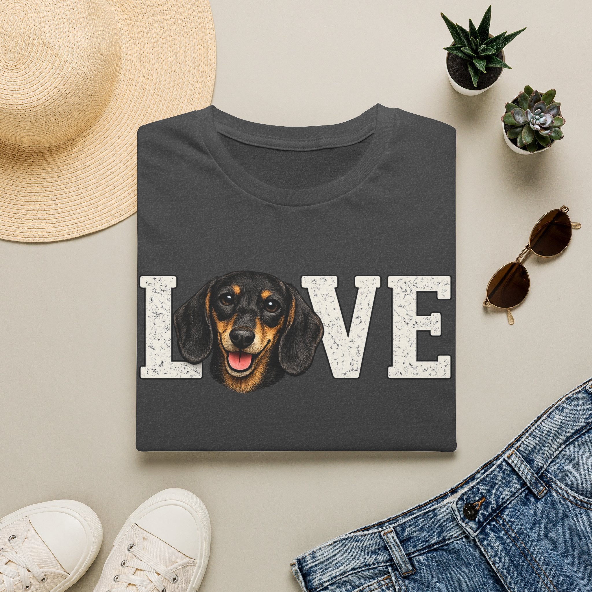 Dachshund LOVE T-Shirt — Cute Wiener Dog Graphic Tee for Dog Lovers