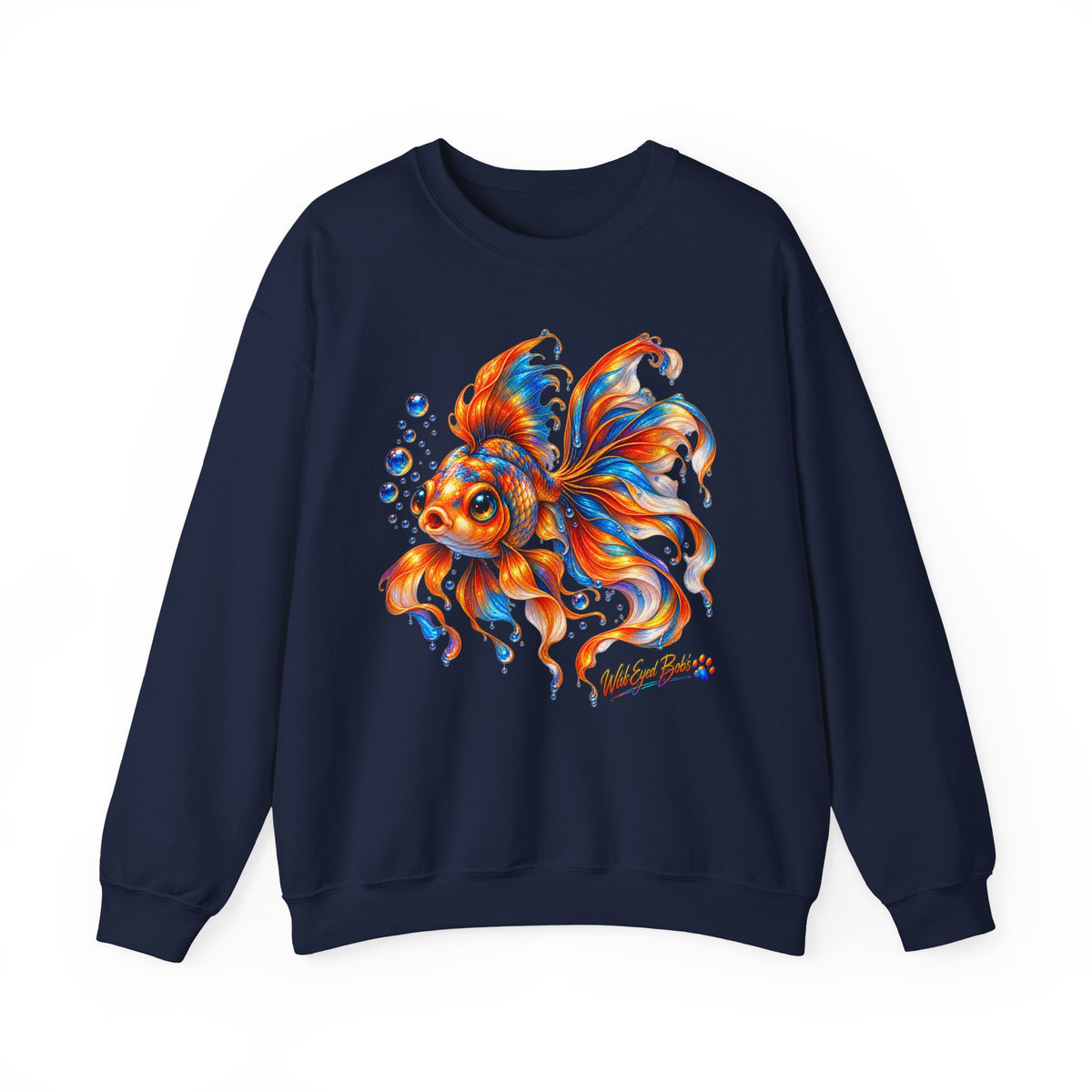Goldfish Art Crewneck Sweatshirt – Colorful Fantail  Goldfish Illustration
