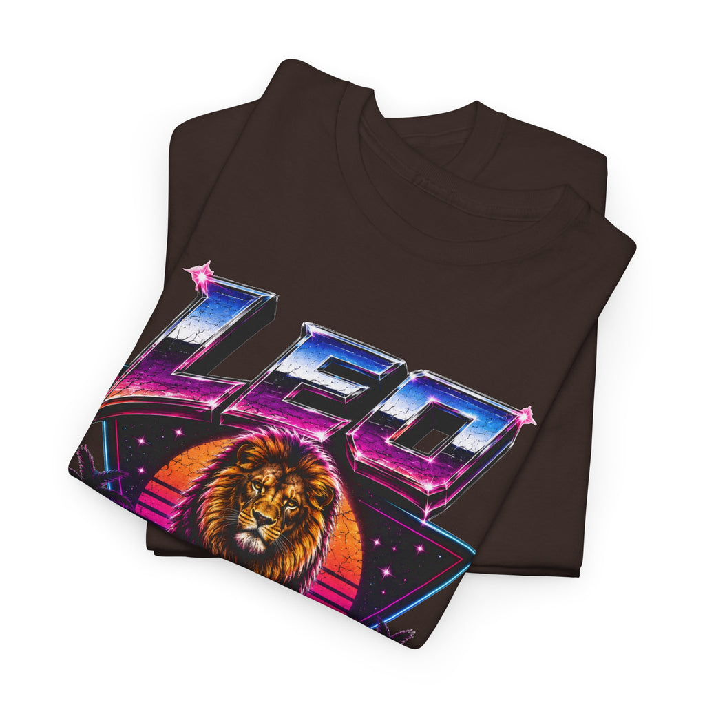 Leo Zodiac T‑Shirt — Retro Neon Lion Astrology Tee