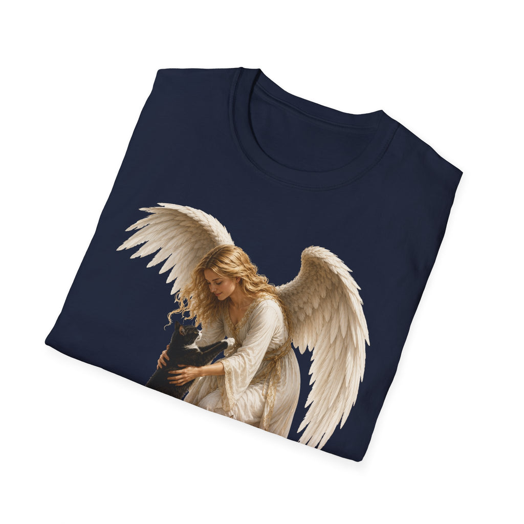 Angel with Cat T-Shirt — Guardian Angel Pet Lover Tee