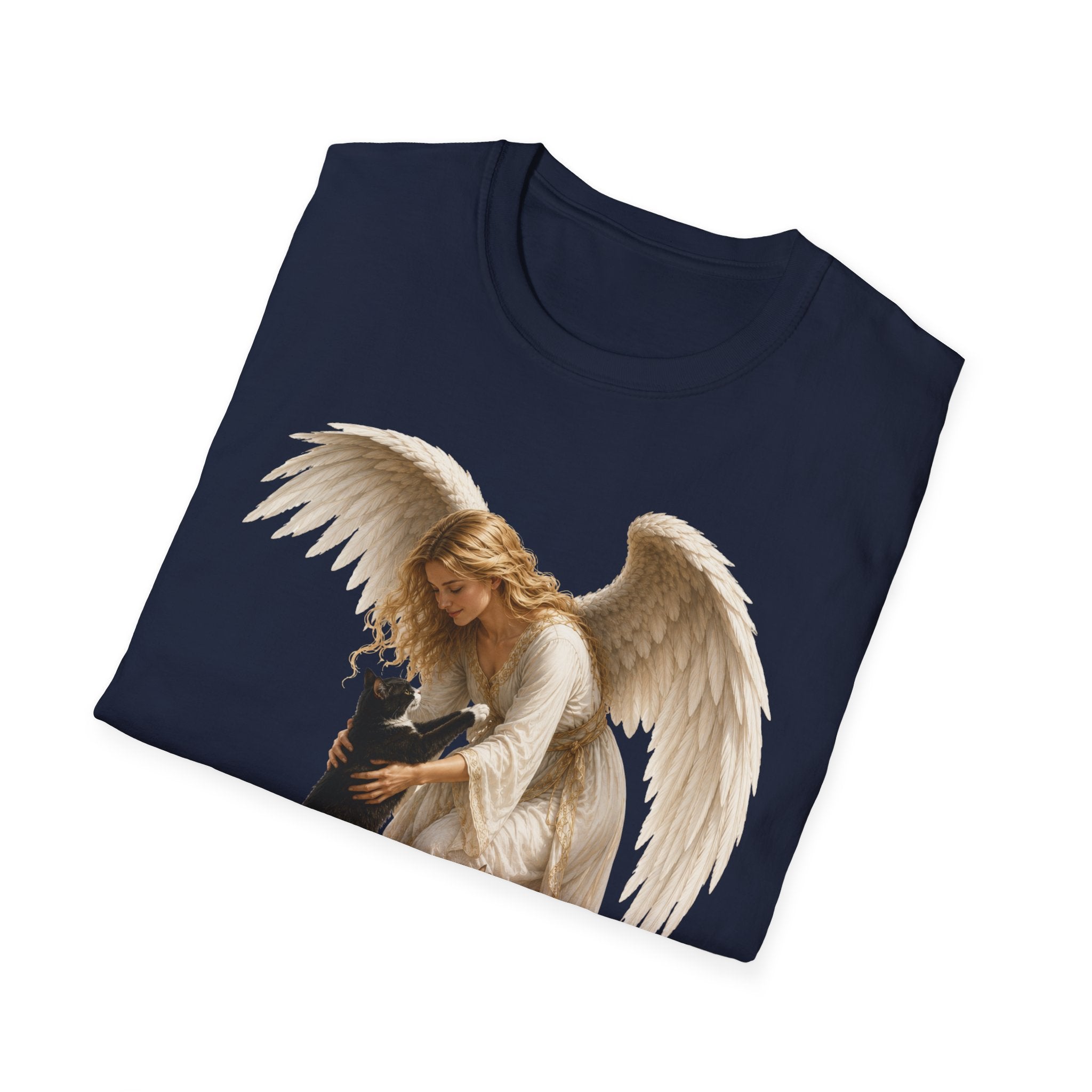 Angel with Cat T-Shirt — Guardian Angel Pet Lover Tee